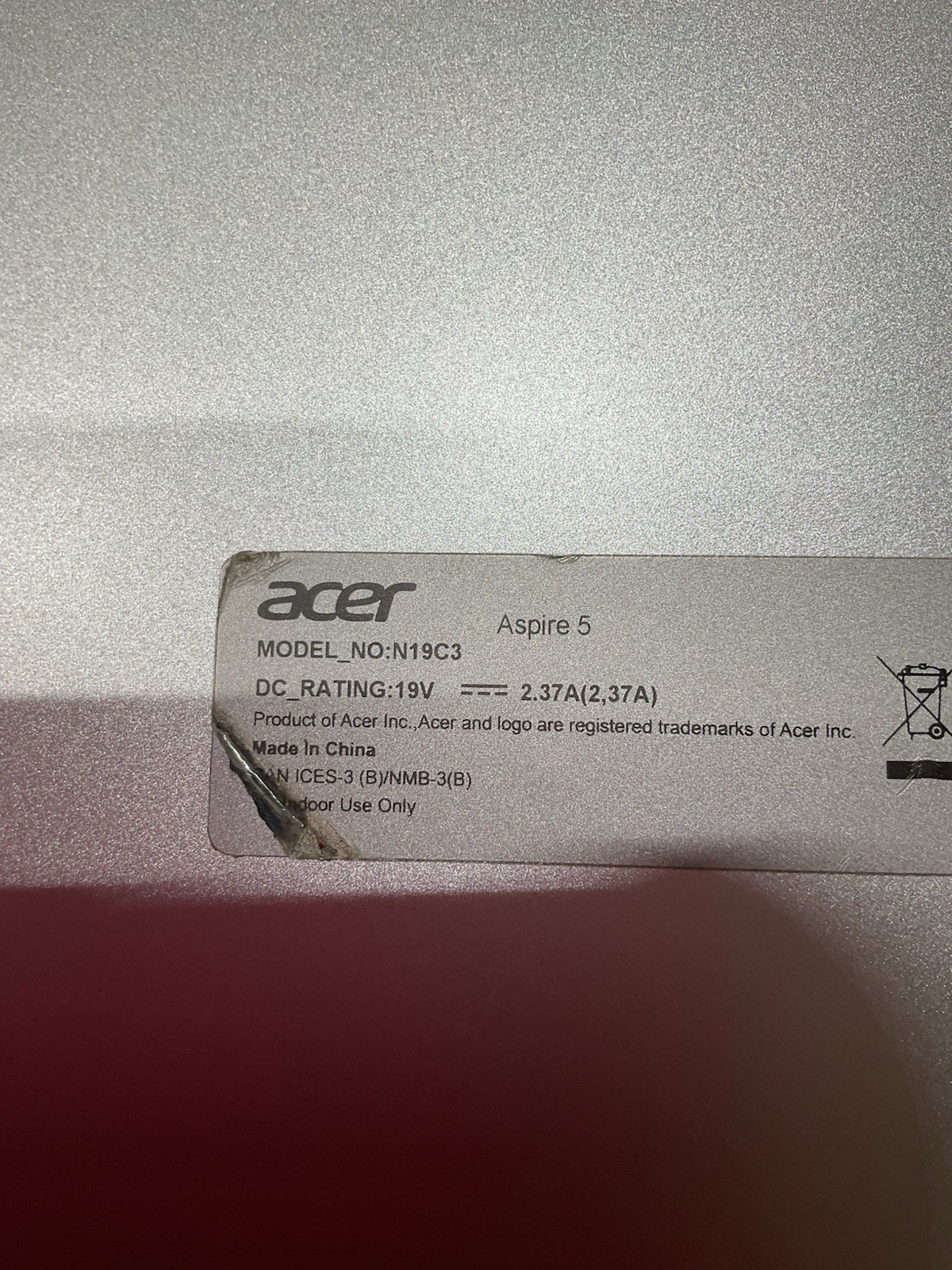 Acer Aspire 5 N19C3 15.6″ Ryzen 3 Radeon Graphics Laptop For Parts ONLY