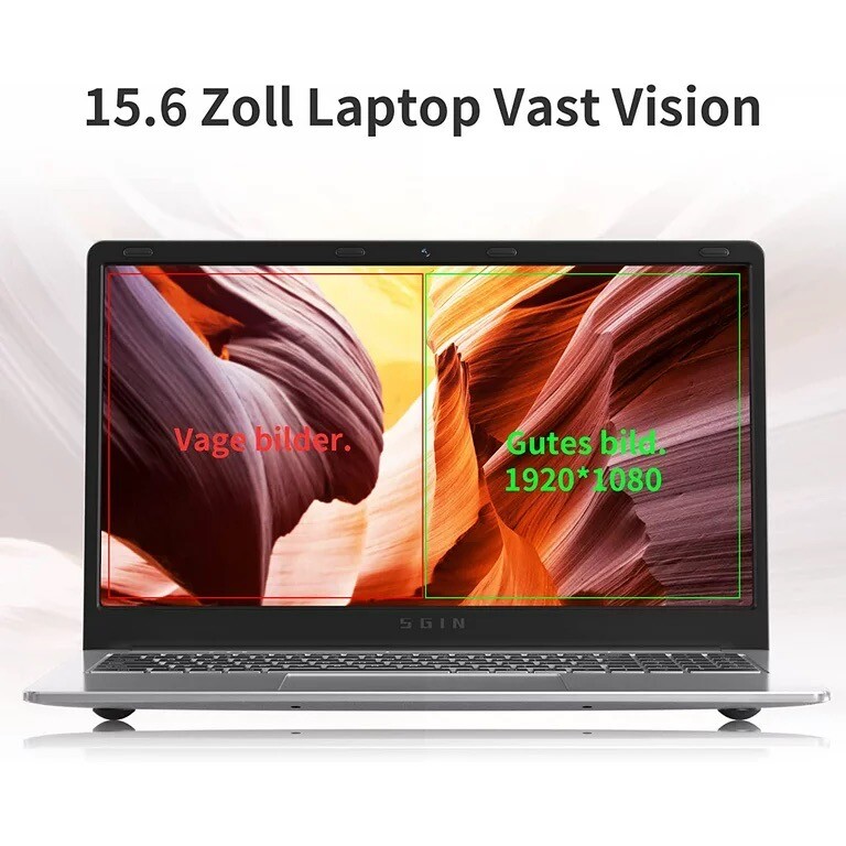 SGIN 15.6inch Laptop 4GB DDR4 128GB SSD Windows 11 with 4 Core Intel Celeron, Fu