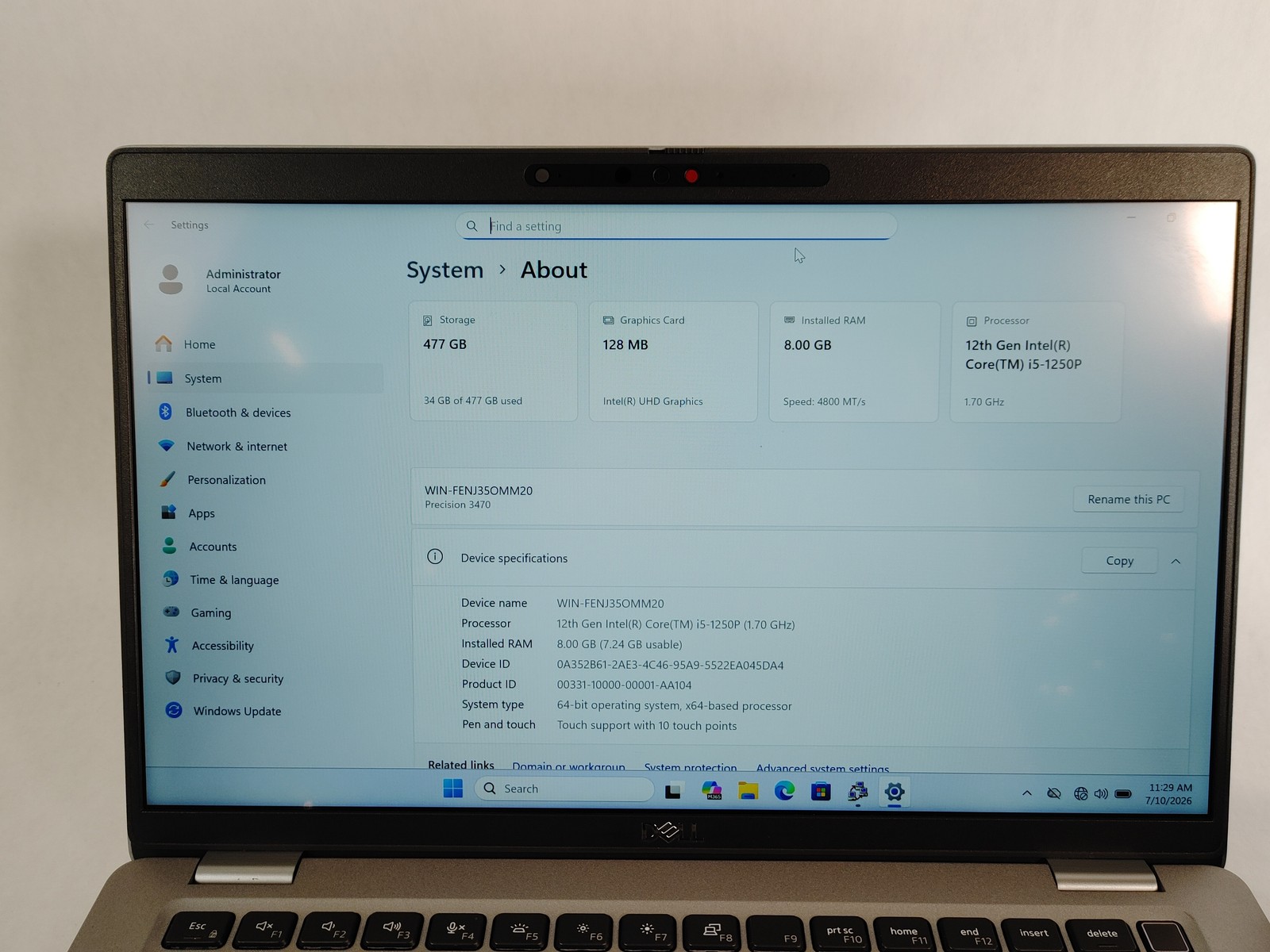 Dell Precision 3470 Core i5-1250P 1.70 GHz 8 GB DDR5 512 GB NVMe Windows 11 Pro