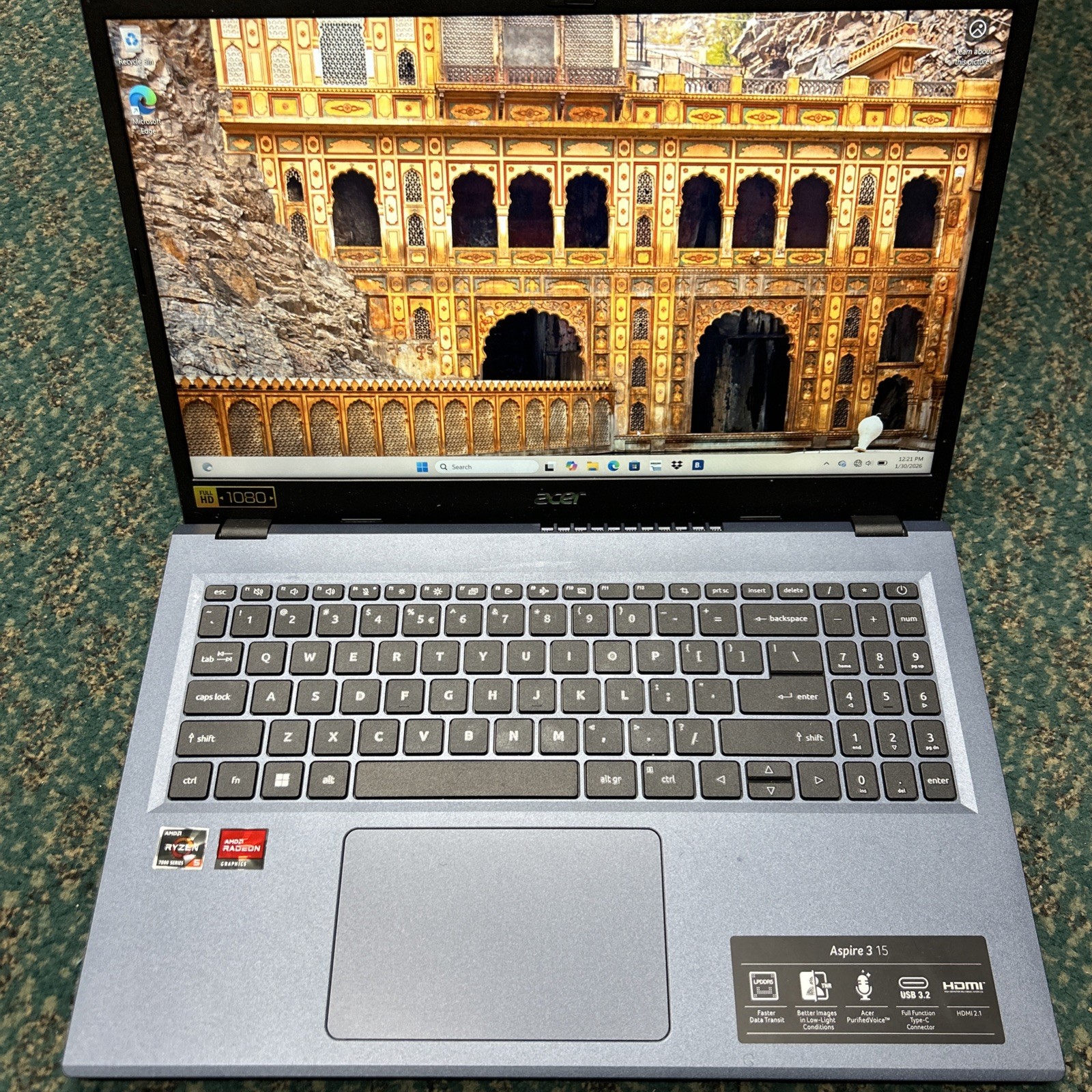 Acer Aspire 3-15.6in Laptop 2.8GHz 16GB 1TB SSD AMD Ryzen5 Touchscreen Free SH
