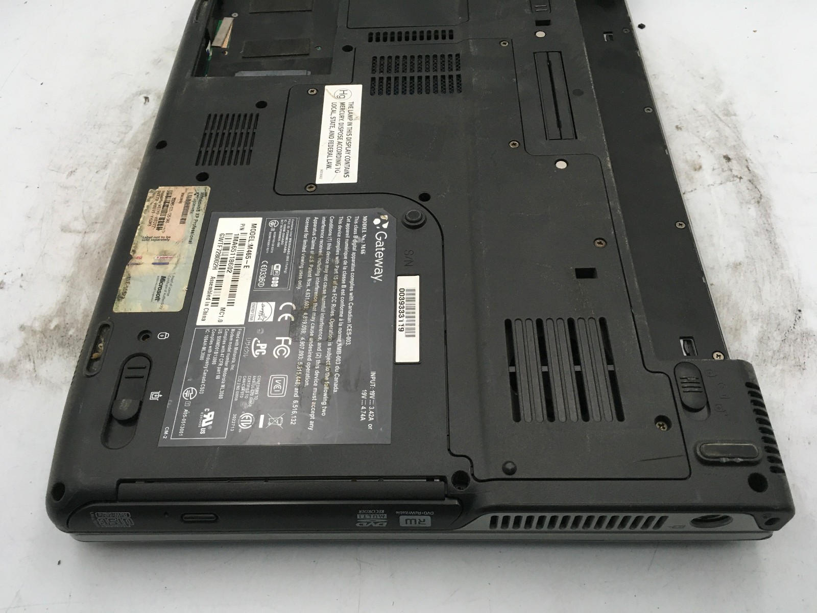 GATEWAY MA6 M465 E – BOOTS TO BIOS – INTEL 2 DUO T5500 – 2GB RAM – READ DESC -BB