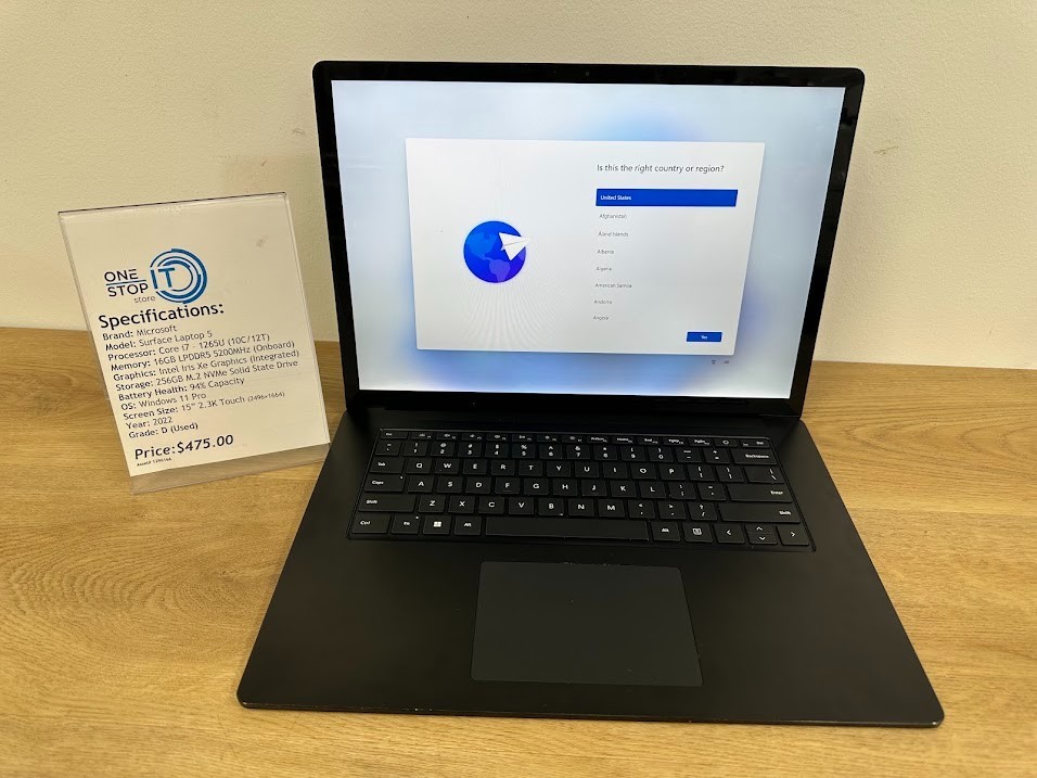 Microsoft Surface Laptop 5 Core i7 1265U, 16GB LPDDR5 Intel Iris Xe, 512GB SSD