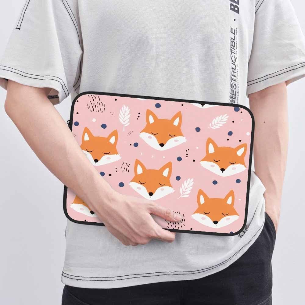 Cute Fox Orange Fox Woodland Animal Pink Laptop Sleeve Bag 15.4 15.6 Inch