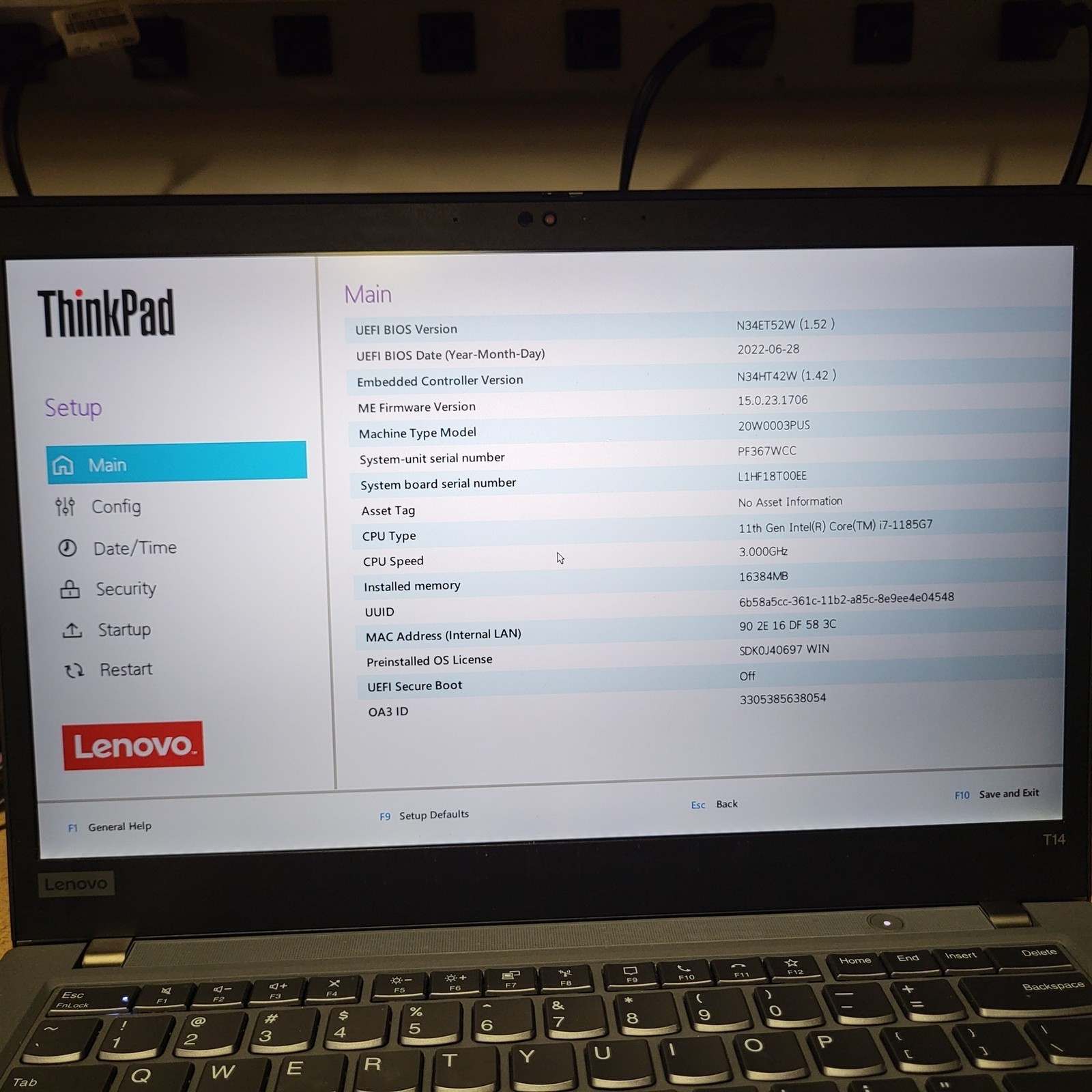 Scratched LCD Lenovo ThinkPad T14 Gen 2 Intel i7-1185G7 3GHz 16GB 512GB SSD w/OS