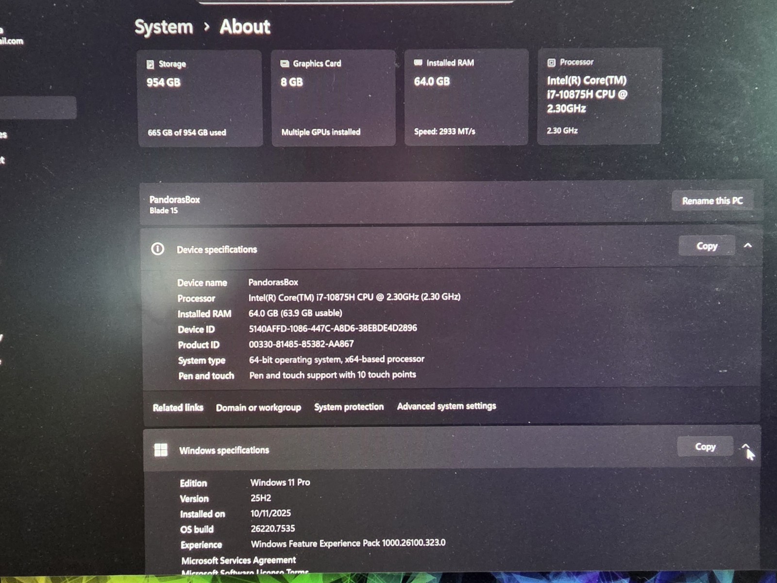RAZER Blade 15 Advanced upgraded to 64GB RAM 1TB SSD RZ09-0330