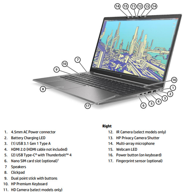 HP ZBook Firefly 15 G8 15.6″ FHD Intel i5-1145G7 2.60GHz 16GB RAM NO SSD Grade B