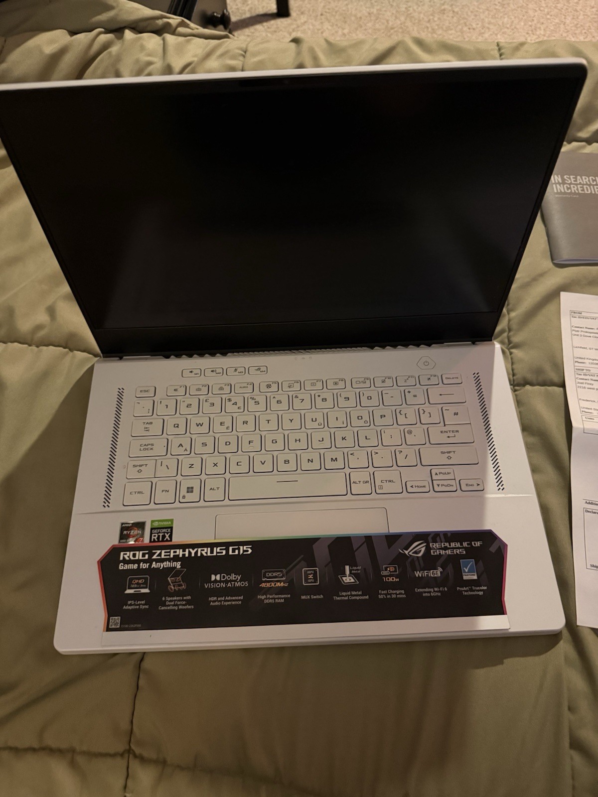 Asus ROG Zephyrus G15 Ryzen 7 6800HS RTX3080 16GB DDR5 1TB Gaming 15.6″ laptop