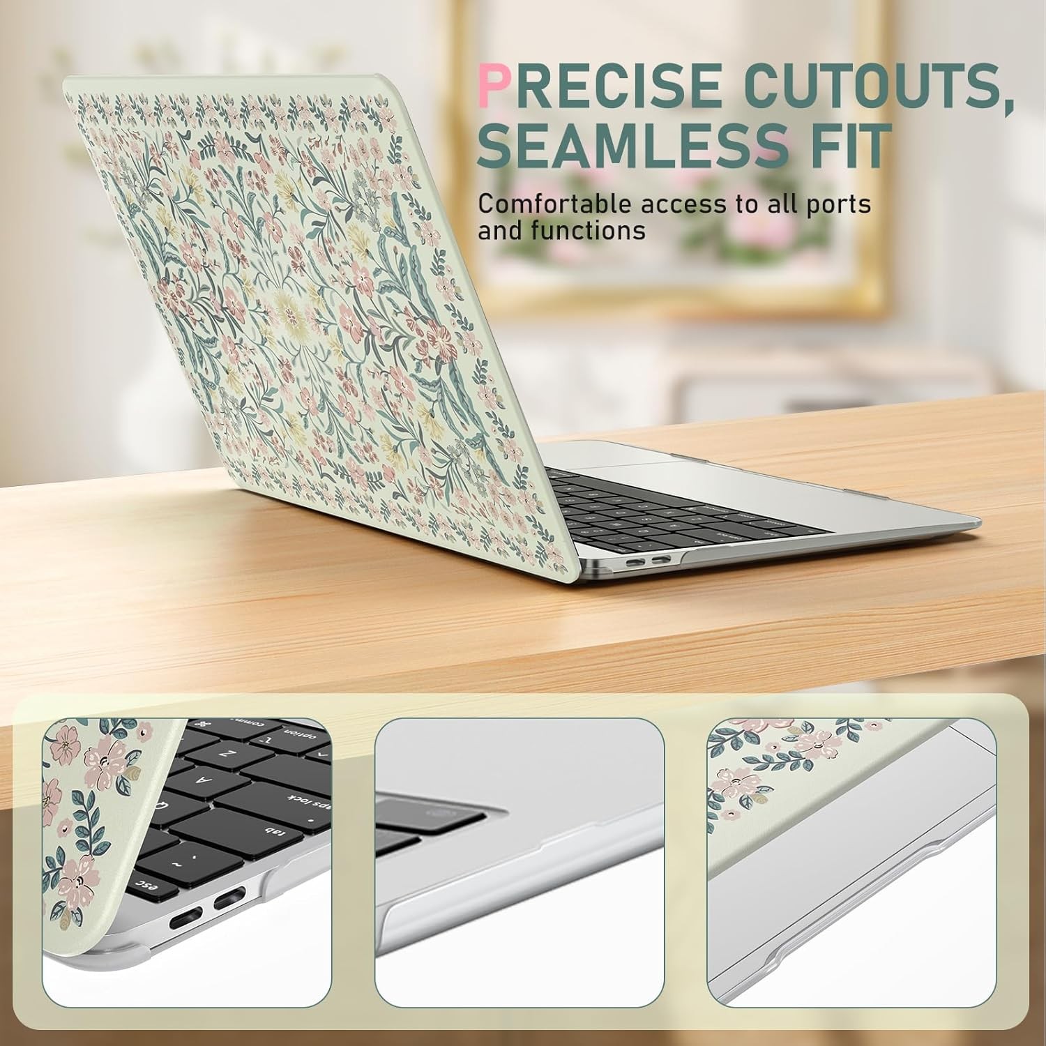 MacBook Air 13 inch Case, 2022, 2021-2018, Release A2337 M1 A2179 A1932, Pink Fl