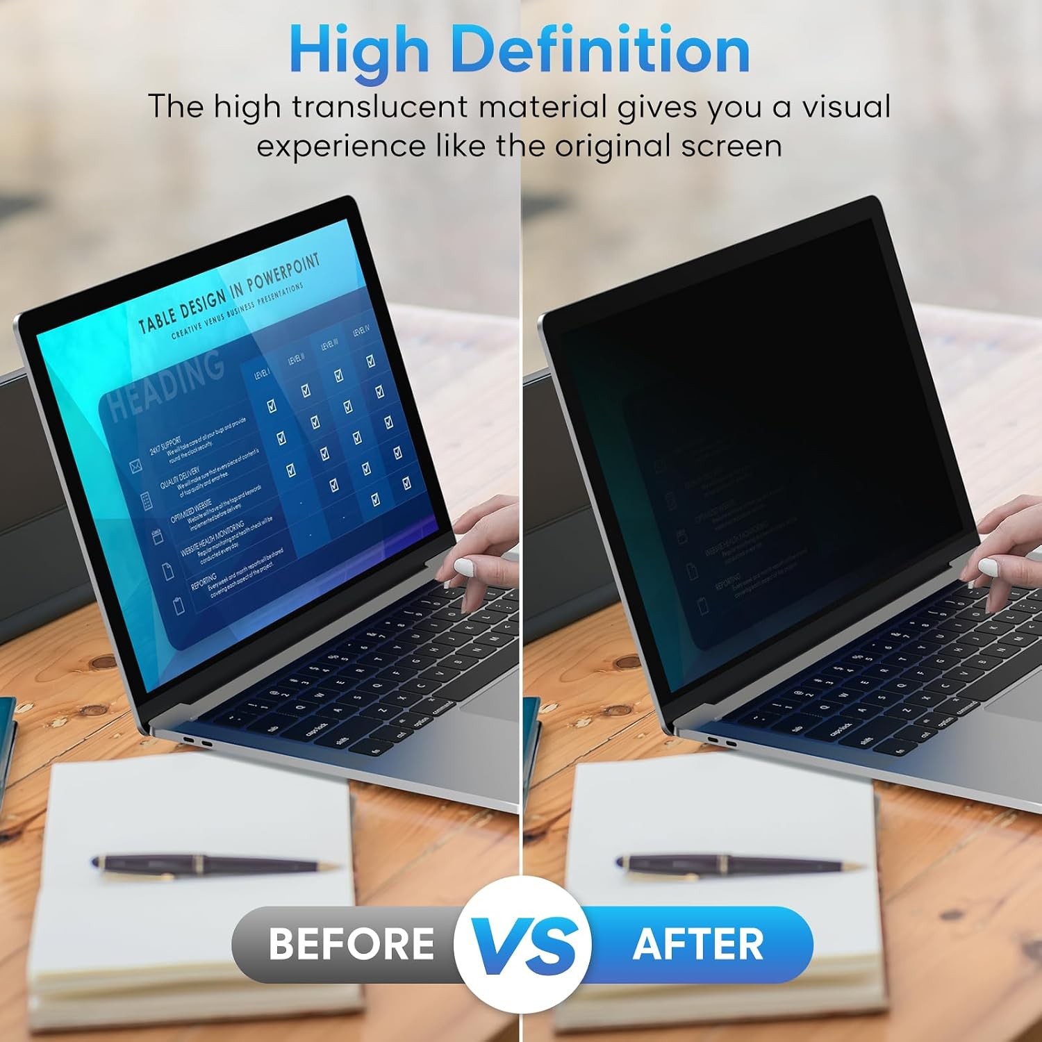 Laptop Privacy Screen 14 Inch, Removable 16:9 Aspect Privacy Filter Screen Prote