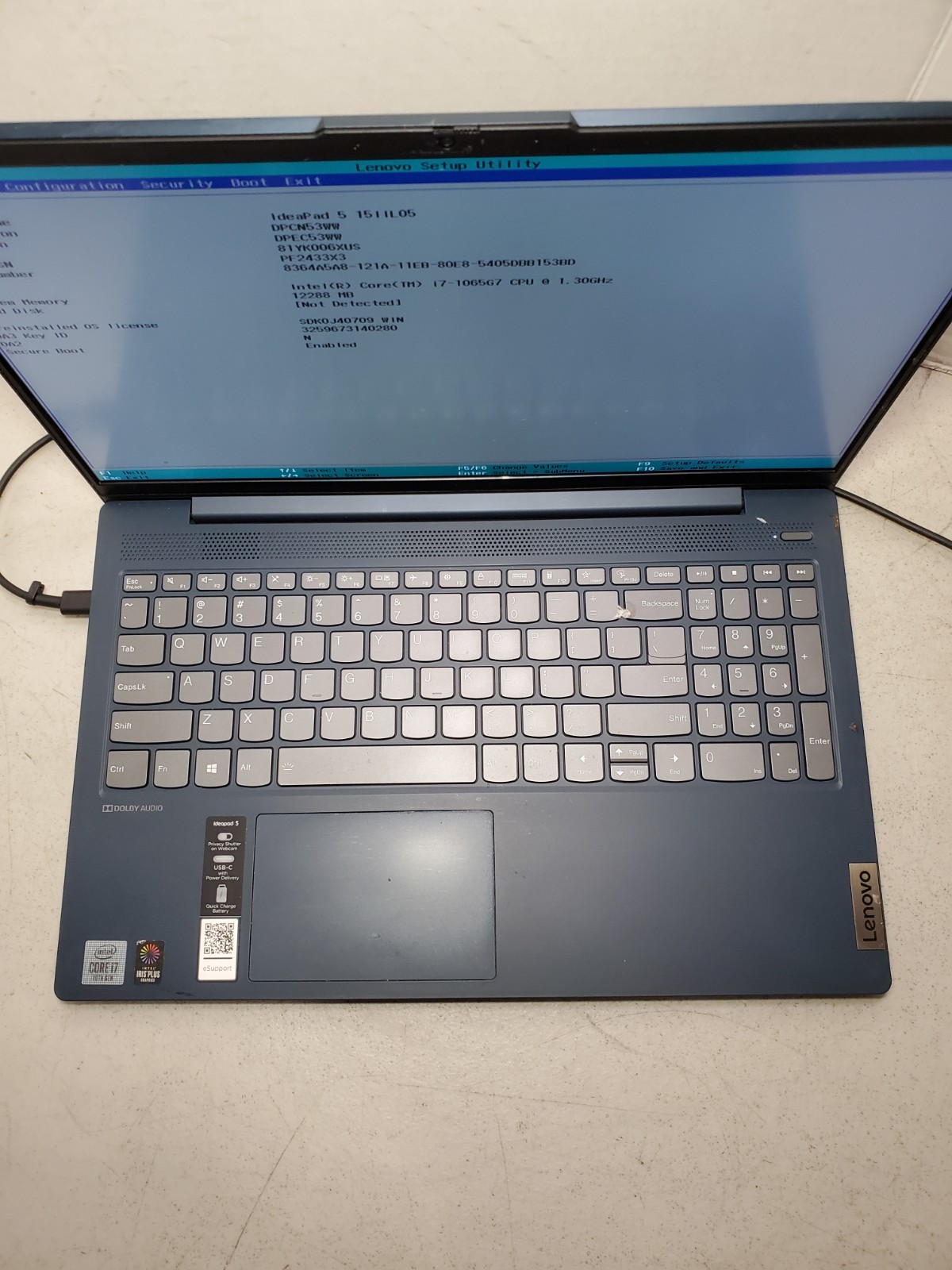 LENOVO IDEAPAD 5 15IIL05 Core I7-1065G7 16GB RAM No SSD/OS! #69