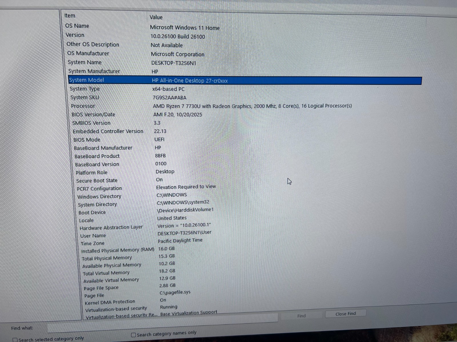 HP 27″ Touchscreen All-in-One PC Ryzen 7 7730U 16GB RAM 1TB NVMe SSD Win 11 WiFI