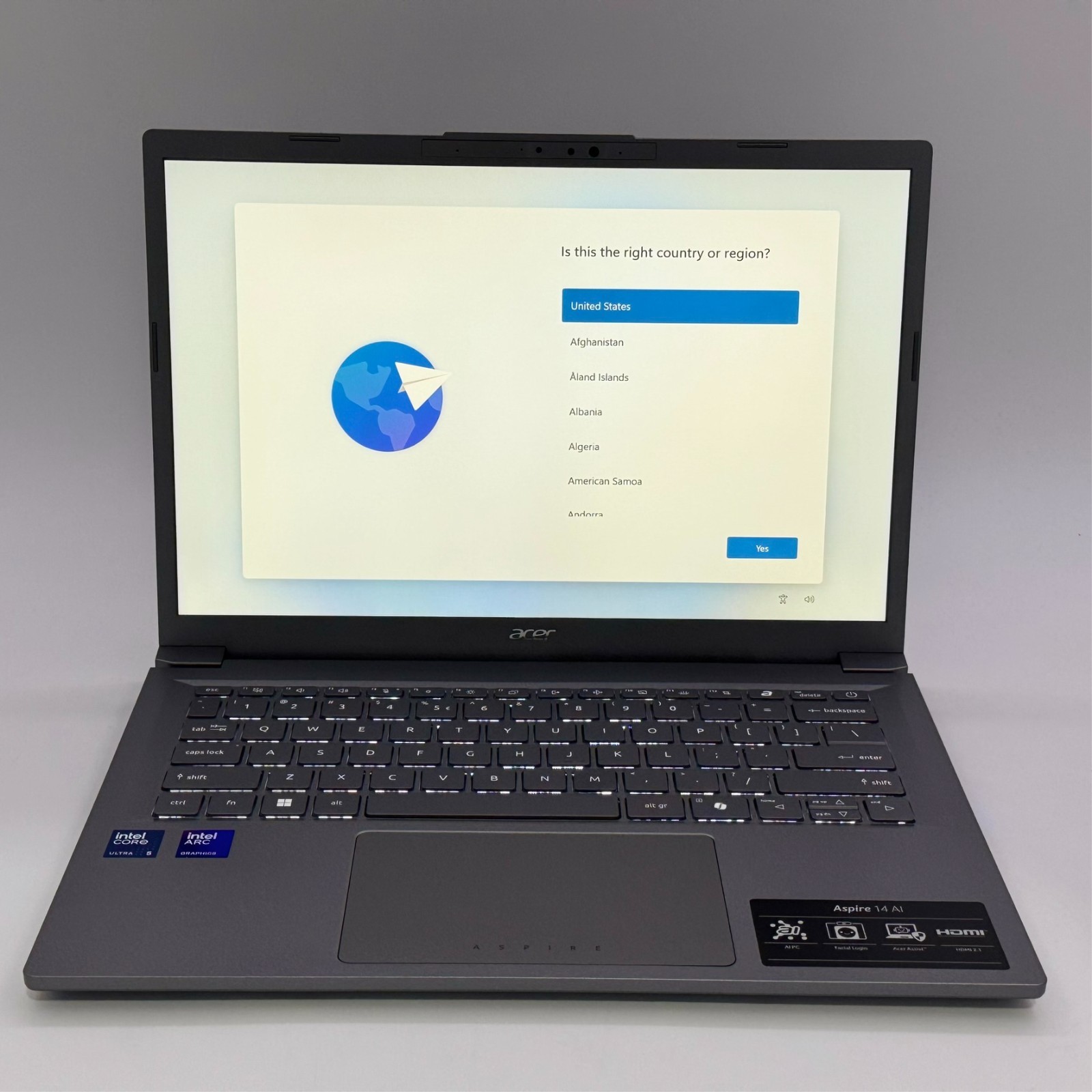 Acer Aspire 14 AI Intel Core Ultra 5 226V 512GB SSD 16GB Laptop WUXGA Gray