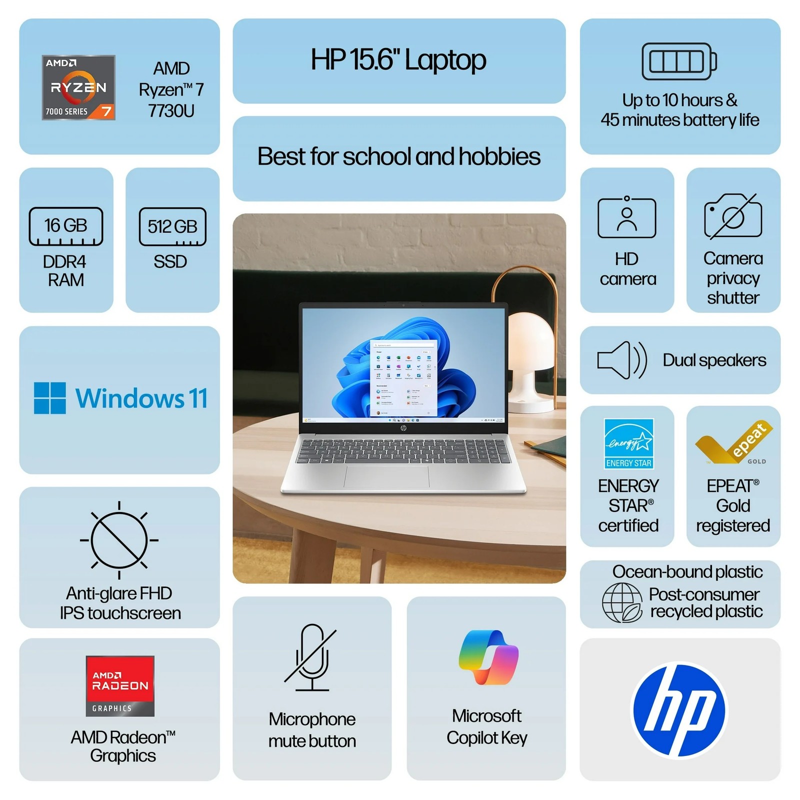 HP 15.6″ FHD Touch screen Laptop 4.5GHz AMD Ryzen 7 computer Up To 64GB RAM 2TB