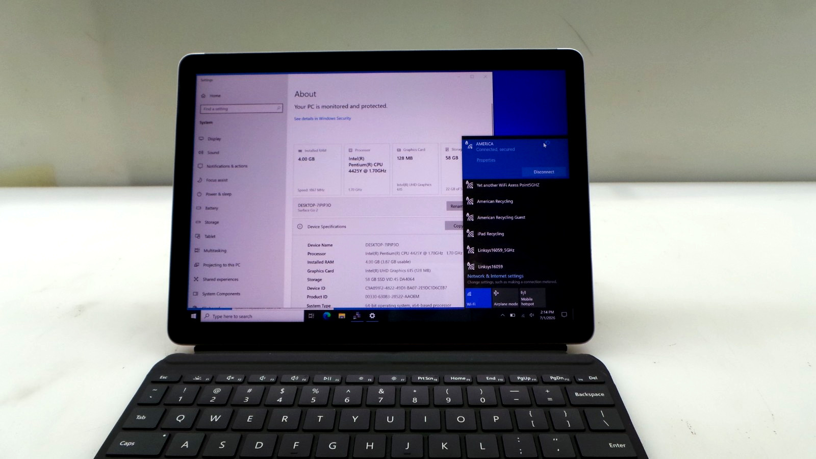 Microsoft Surface Go 2 10.5″ Pentium 4425Y 1.70GHz 4GB RAM 64GB SSD WIN 10 PRO