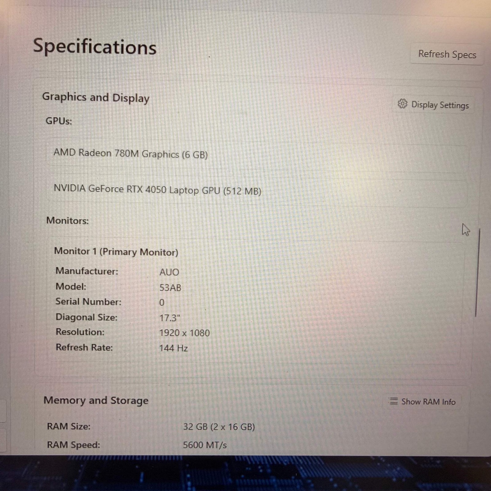 MSI Katana A17 AI B8VE 17.3″ Ryzen 9 8945HS 32GB RAM 1TB SSD GeForce RTX 4050
