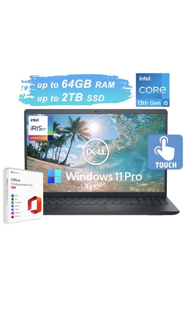 Dell Intel Core i5 13th Gen 64GB RAM 2TB SSD Windows 11 Pro Touchscreen Webcam