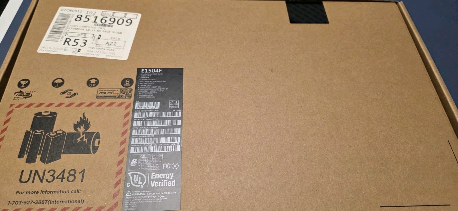 ASUS VivoBook GO 15 E1504FA-15.6in Ryzen 5 7520U 2.8GHz 16GB/512GB Win11