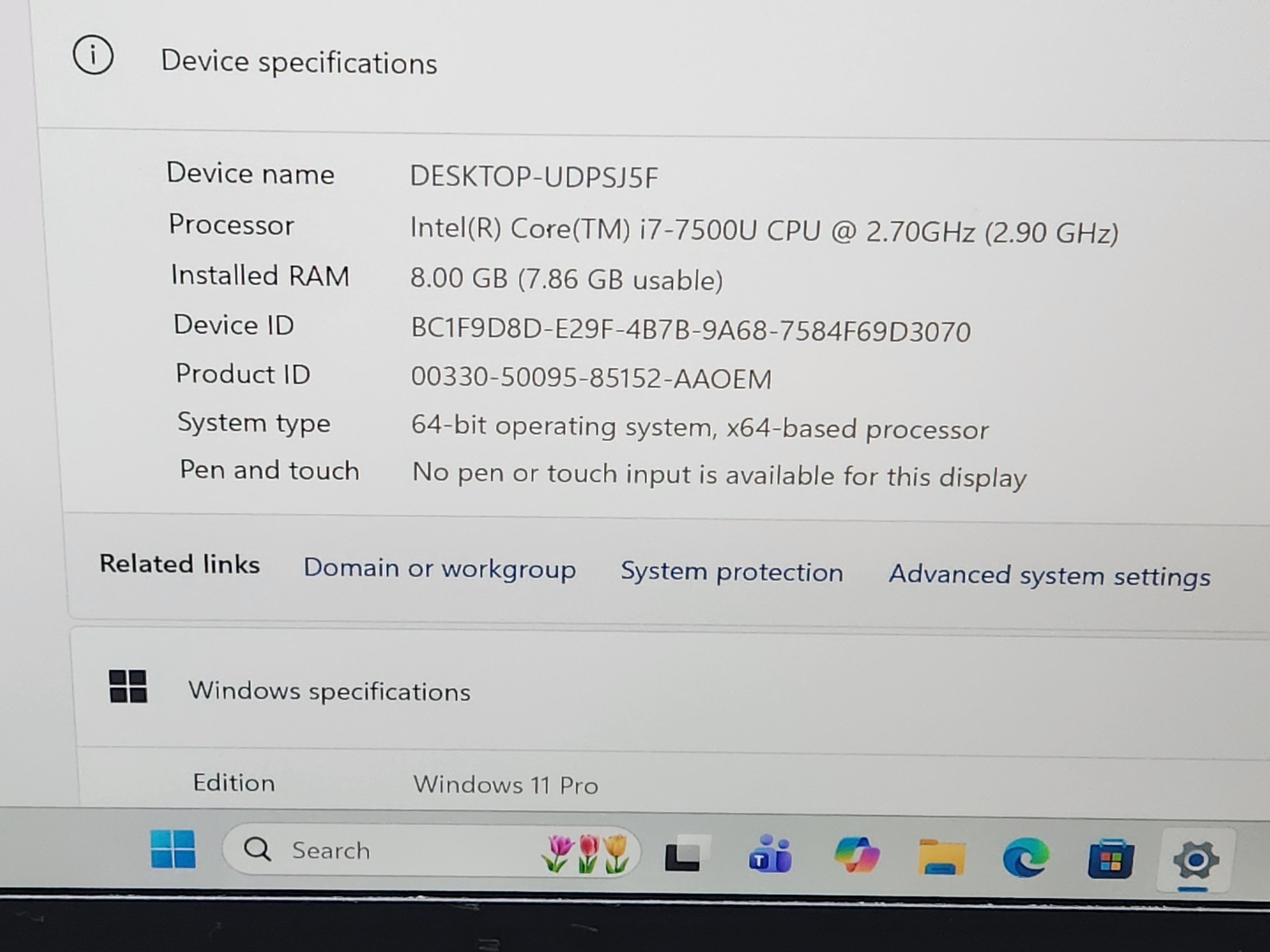 Lenovo ThinkPad X1 Carbon 5th Gen 14″ QHD i7-7500U 8GB 256GB SSD Windows 11 Pro~