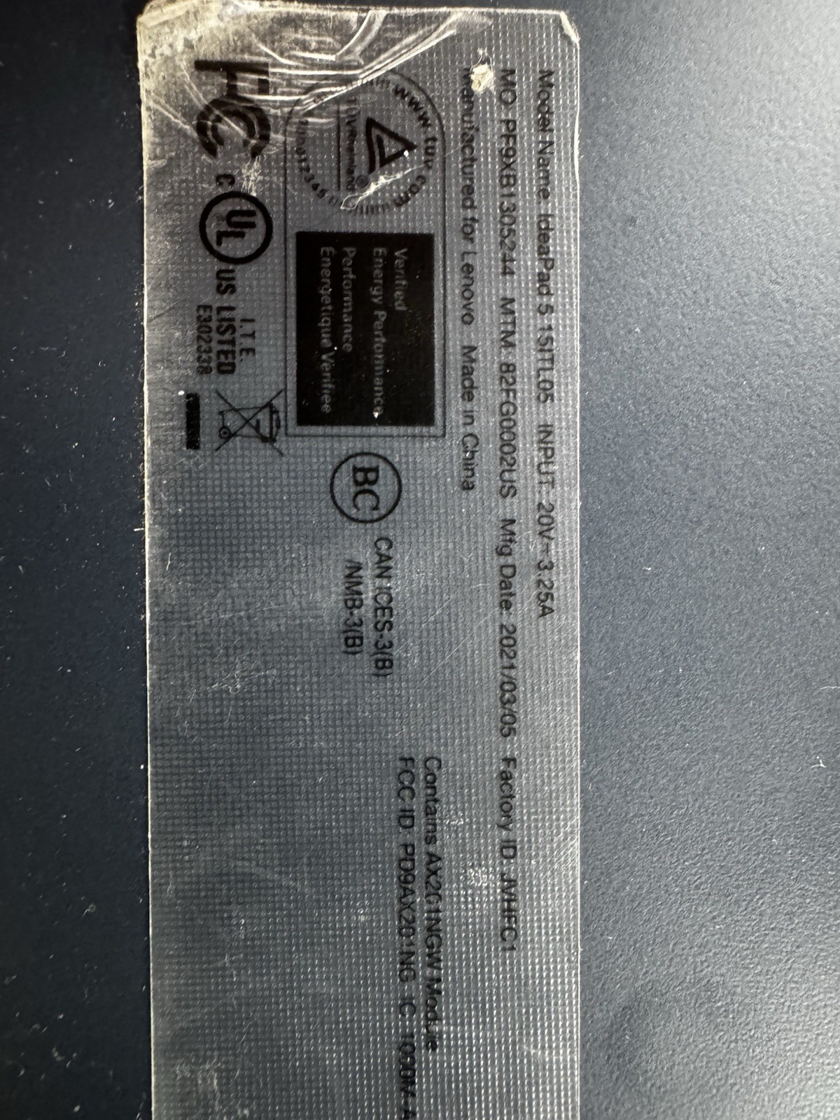 Lenovo IdeaPad 5 15ITL05 – Touch FHD – i7-1165G7 – No SSD/No OS – READ