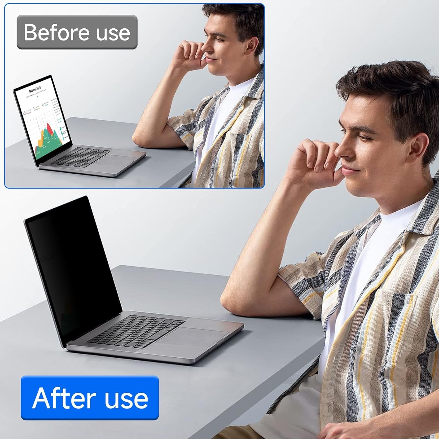 360° Removable Privacy Filter for 14″ Laptops, Anti-Glare, 16:10 Aspect Ratio
