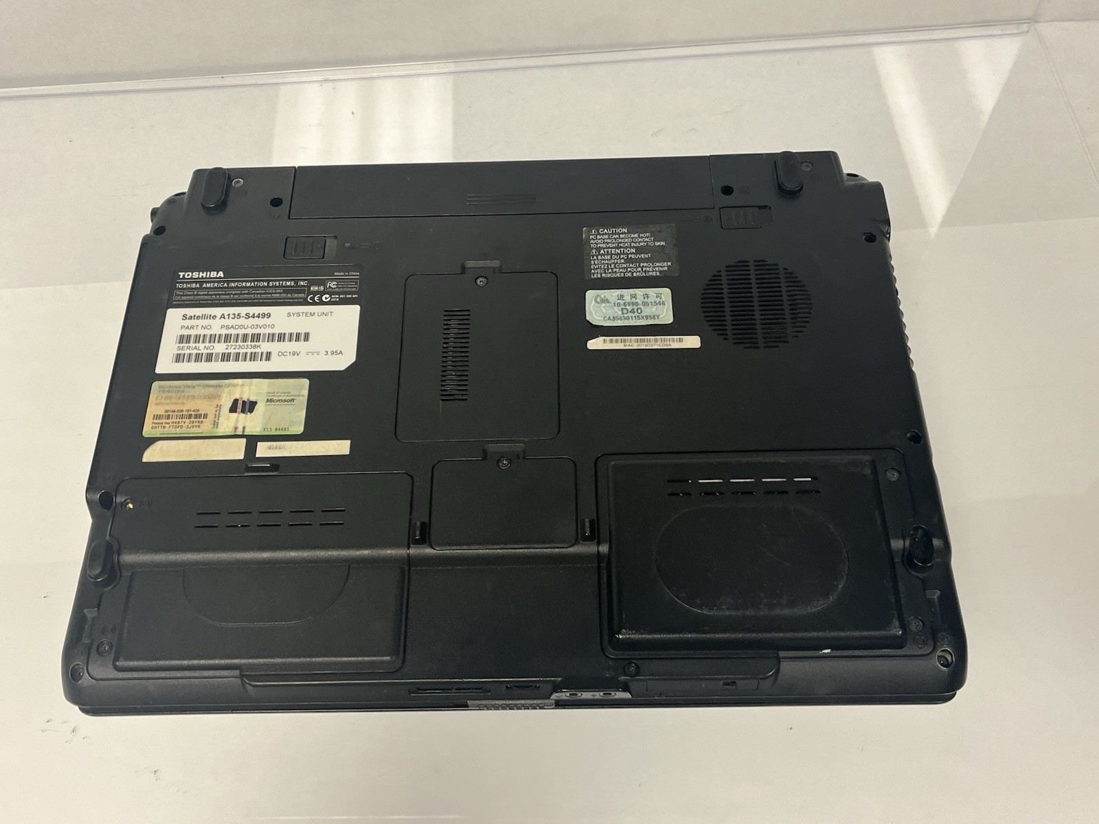 Toshiba Satellite A135-S4499 Intel Core 2 T5500 1.66GHz 2GB Ram 120GB HDD NO OS