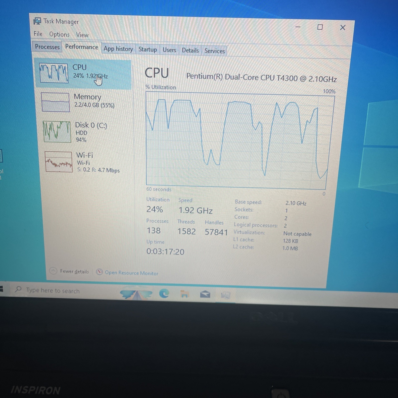 Dell Inspiron 1545 Intel Pentium Dual-Core T4200 2GHz 4GB Ram 300GB HD W10 Parts