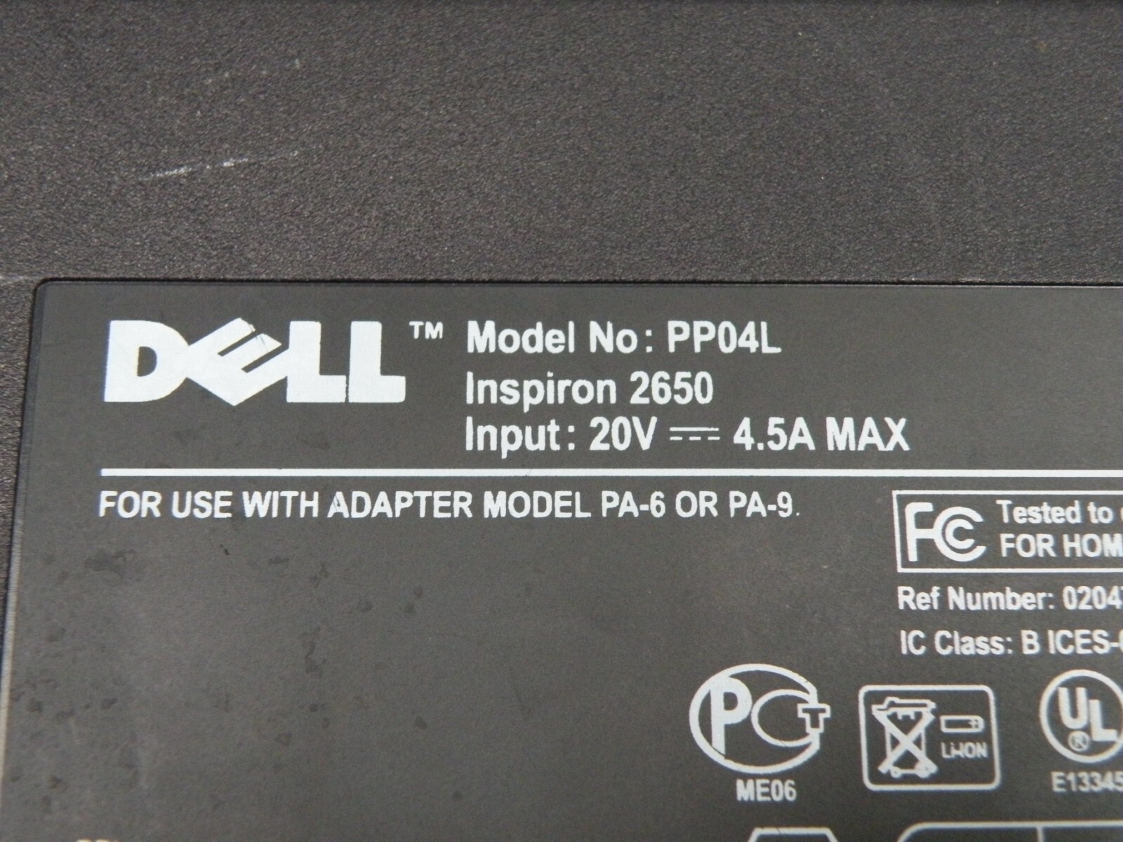 Dell Inspiron 2650 PP04L 1.80GHz 789MHz 256MB Ram 4GHD Laptop w/ Power Cord