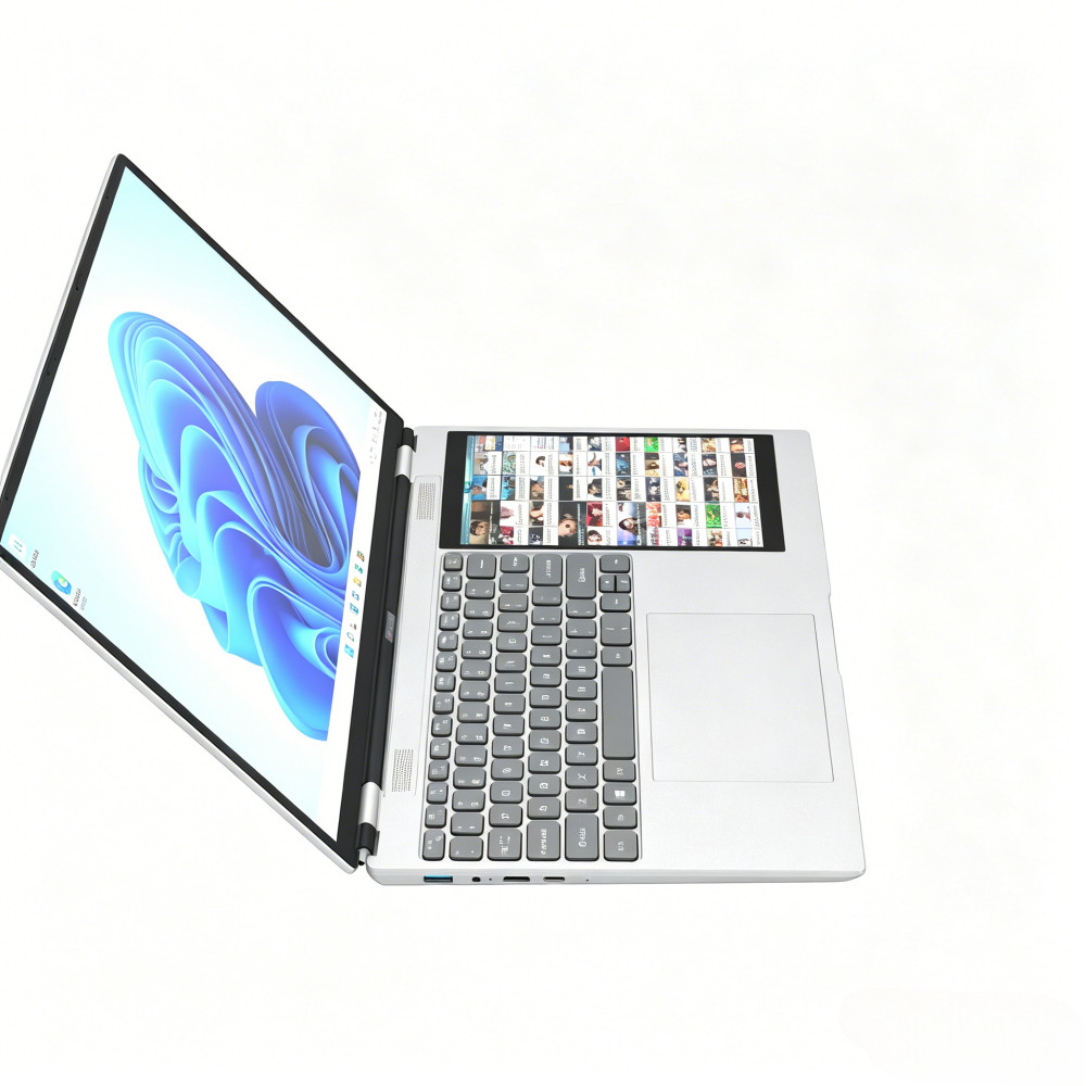 15.6″+7″ Dual Touch Laptop Intel N150 16GB DDR4 RGB Face ID Windows Notebook