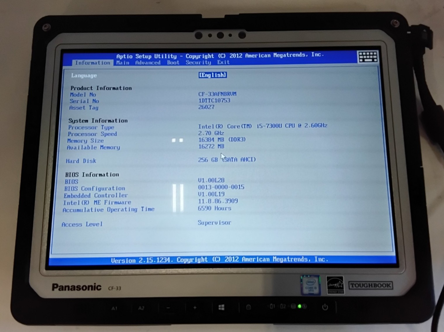 RUGGED PANASONIC TOUGHPAD CF33 MK1 | i5-7300u 12″ QHD 16GB 256GB GPS 4G LTE