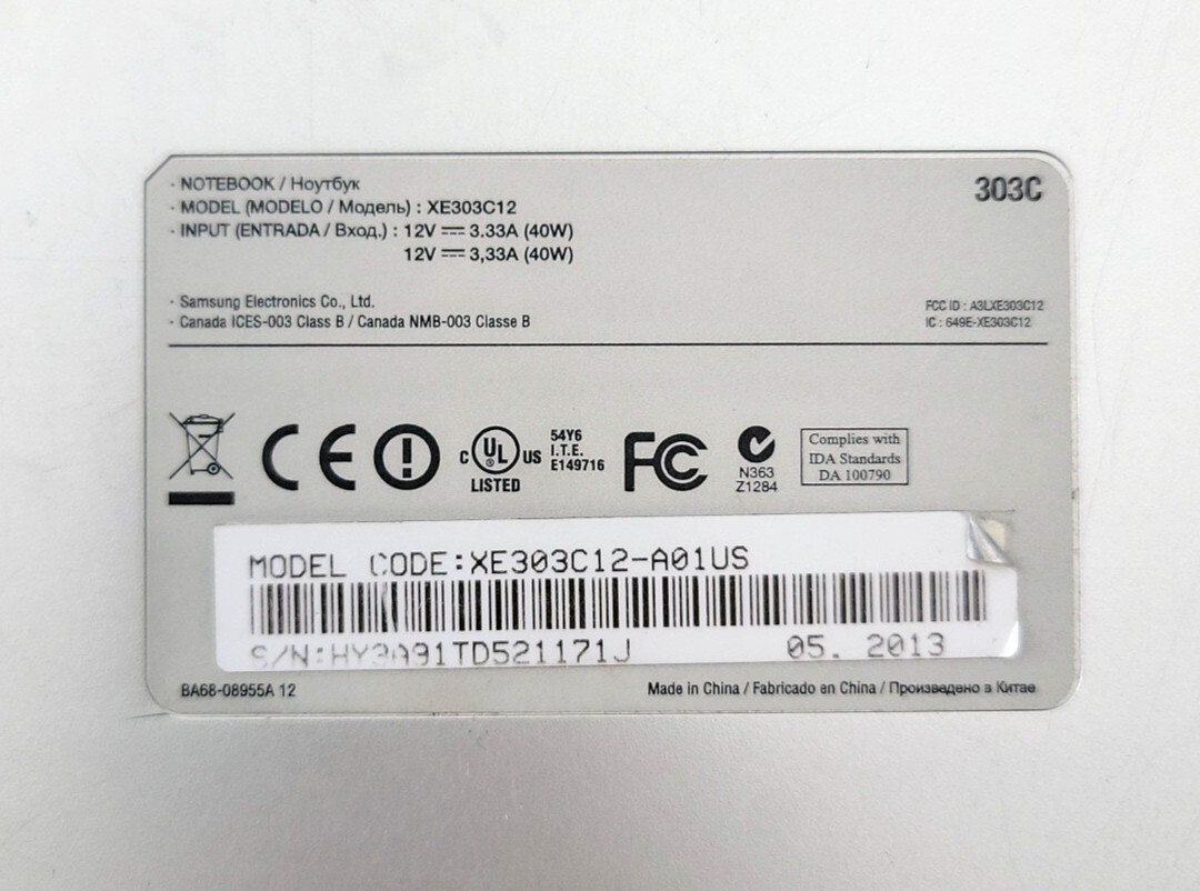 Samsung Chromebook 303C (not working for parts or repair only)