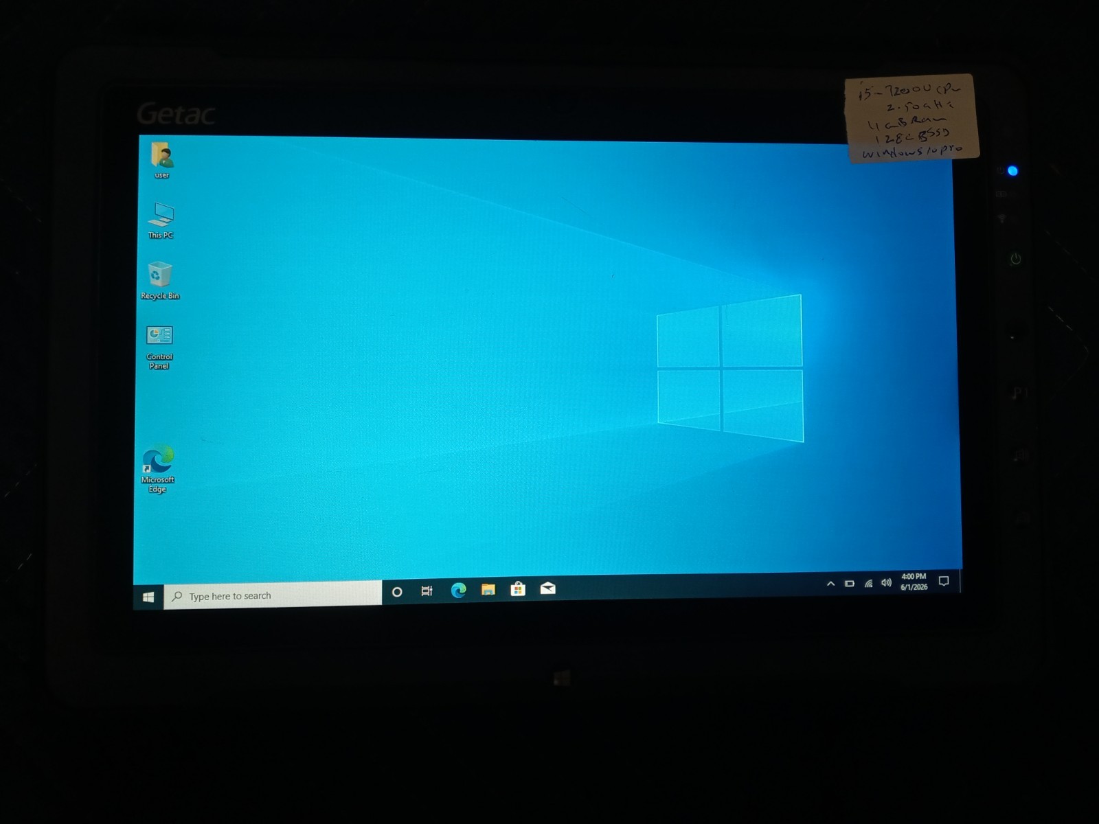 GETAC F110 G4 Rugged Tablet i5-7200U 2.50GHZ 128GB SSD 4GB | Win10P 4G LTE GPS!