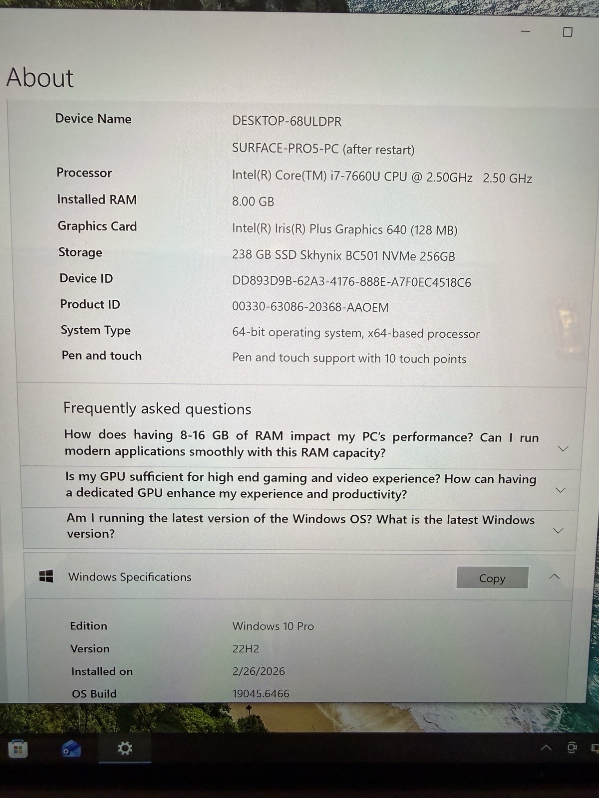 Microsoft Surface Pro 5 i7 8GB 256GB Touch Pen 2 Keyboards – SEE DESCRIPTION