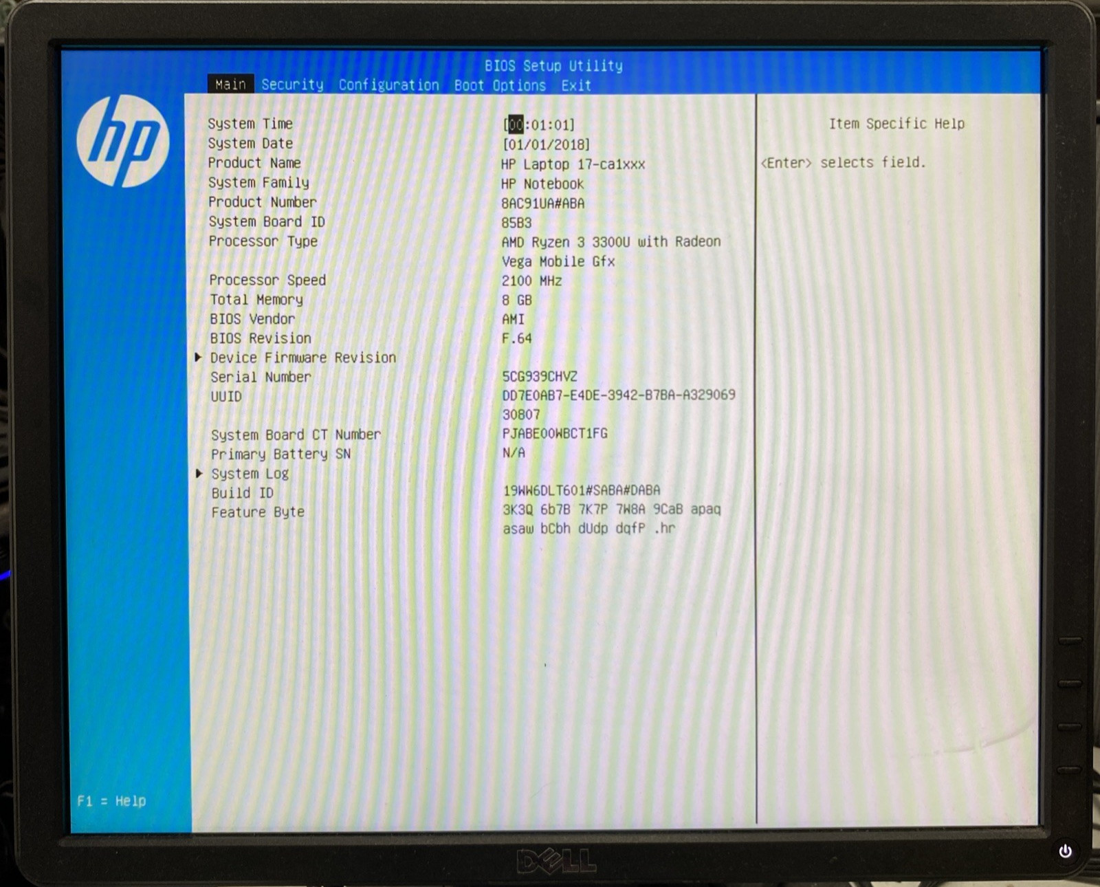 HP 17-ca1055cl Ryzen 3-3300U 2.10GHz 8GB RAM No Battery No HDD No OS No Screen