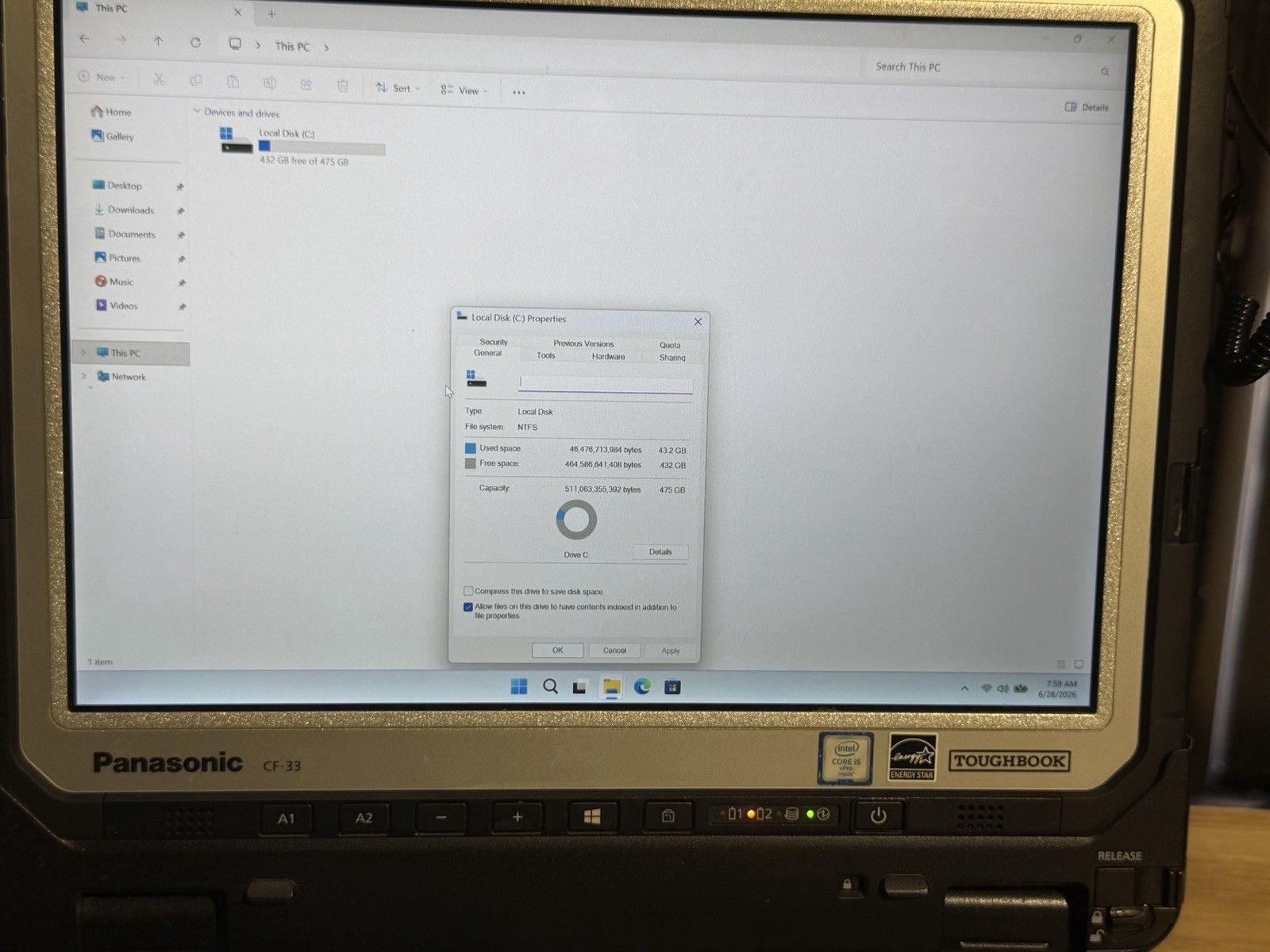 Panasonic ToughBook CF-33 12” i5-6300U 8GB Ram 512 GB SSD Win11 Pro. Touch