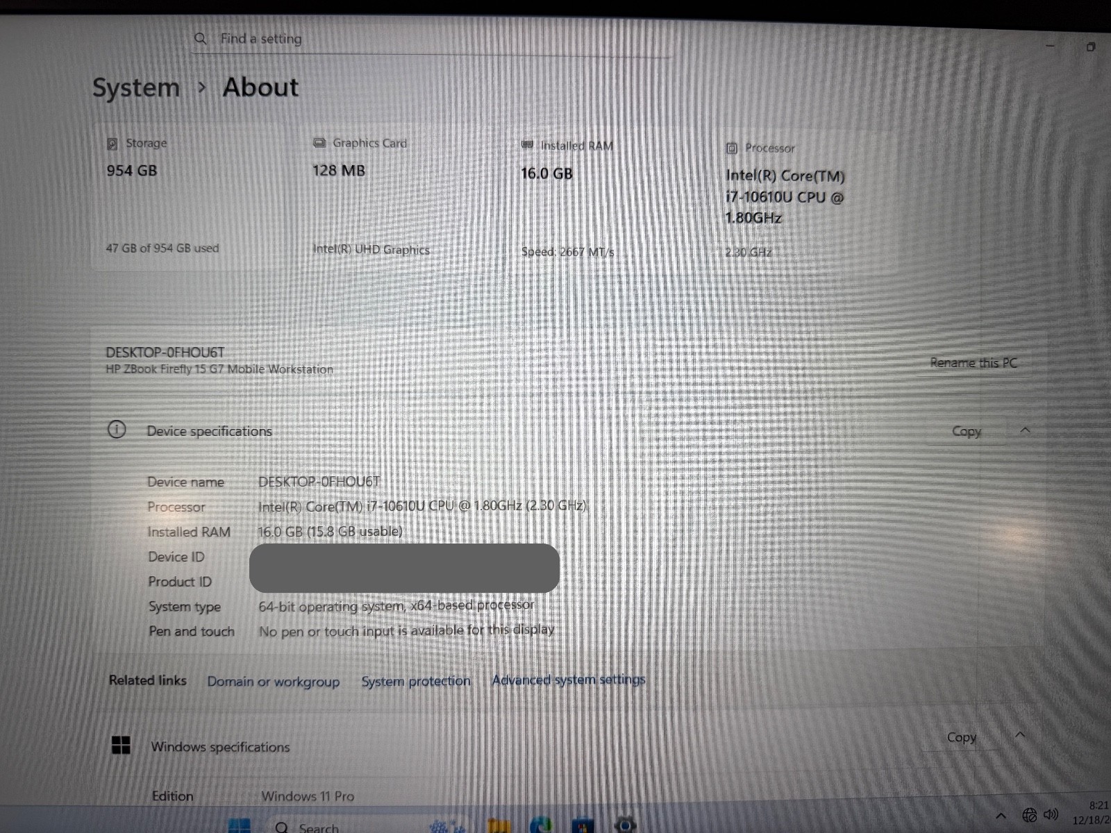 HP ZBook Firefly 15 G7 Mobile Workstation – 16GB RAM / 1TB SSD – NO BATTERY
