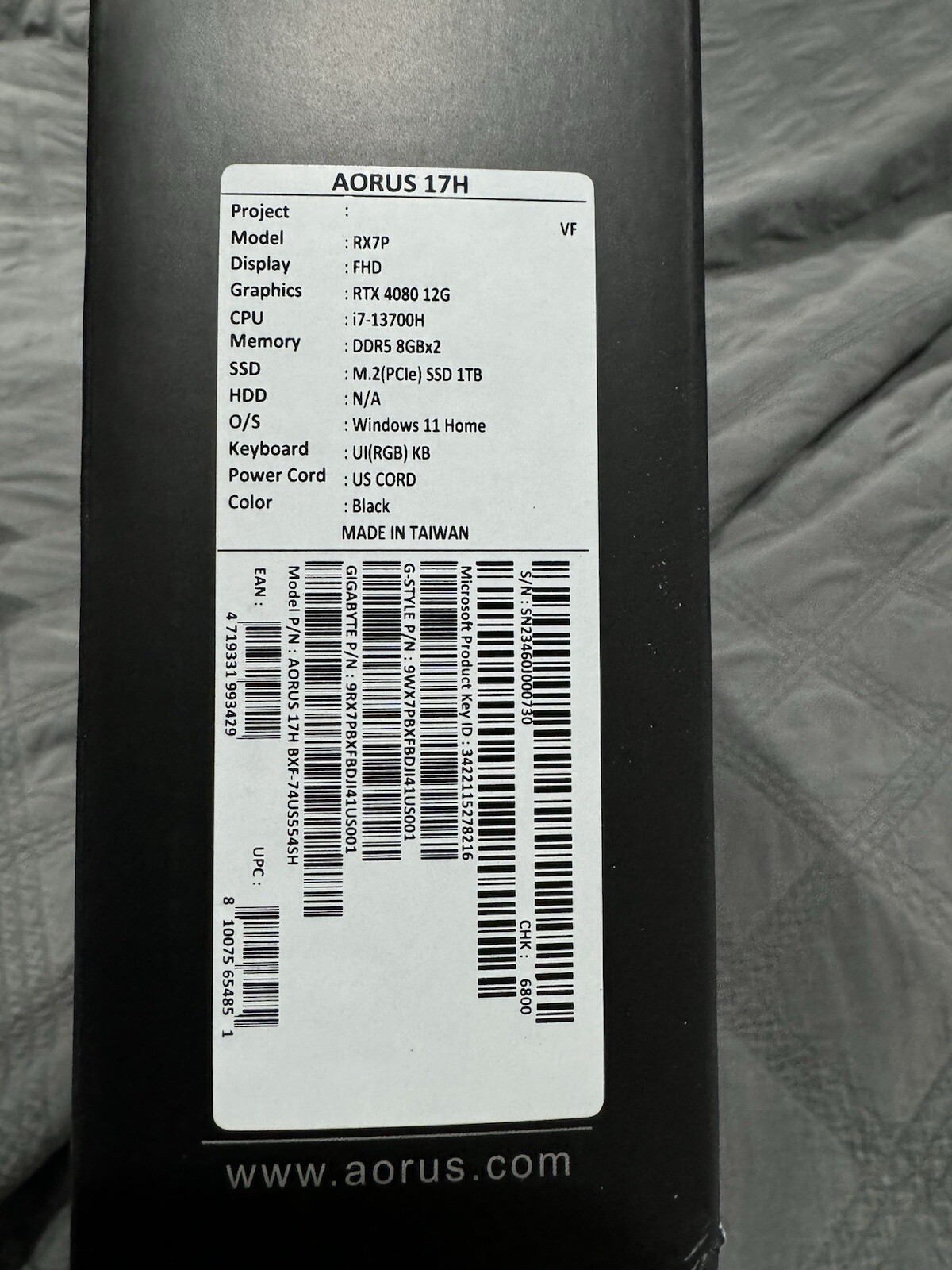 GIGABYTE AORUS 17 17.3″ (1 TB SSD, Intel Core i7 12th Gen., 4.70 GHz, 16 GB) Lap