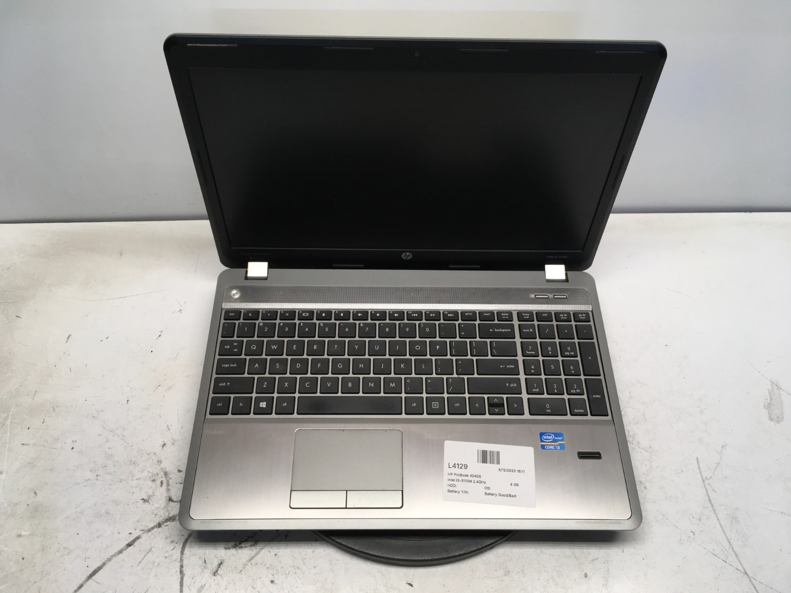 HP ProBook 4540S Intel i3-3110M 2.4GHz 4 GB NO HDD No Batt