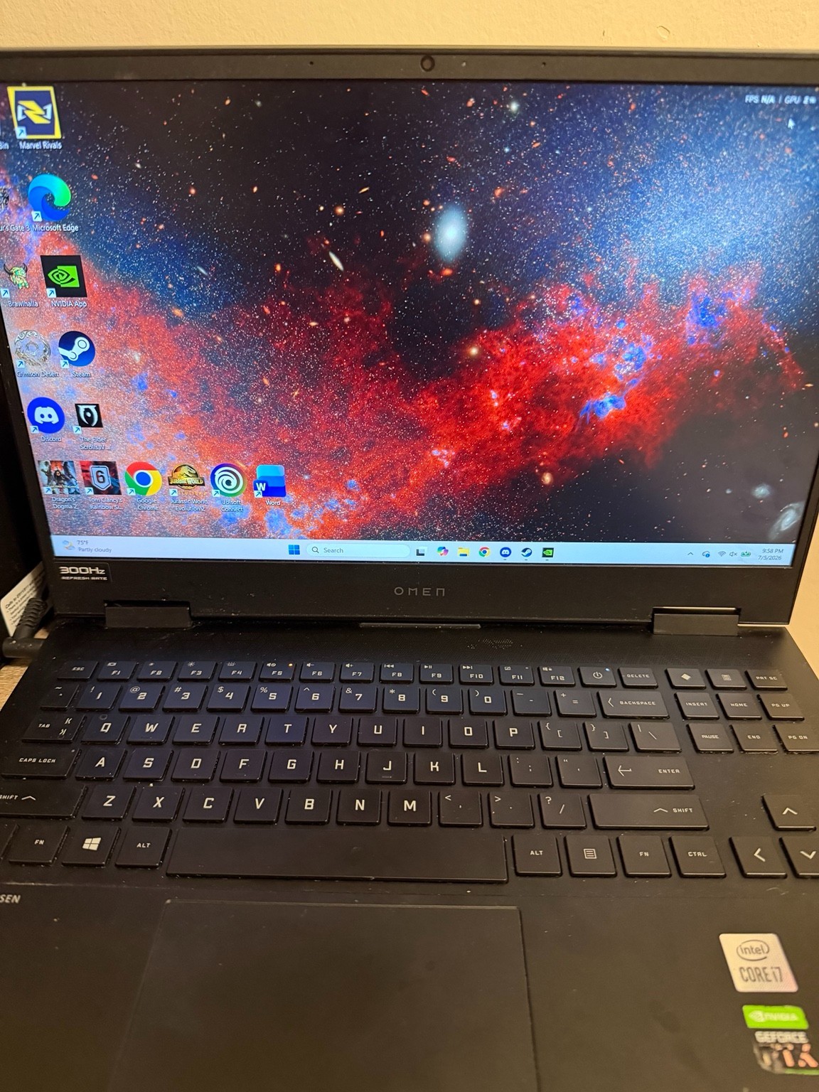 HP OMEN 15-ek 15.6 FHD 300Hz Intel i7-10750H 16GB DDR4 1TB SSD NVIDIA RTX 2060
