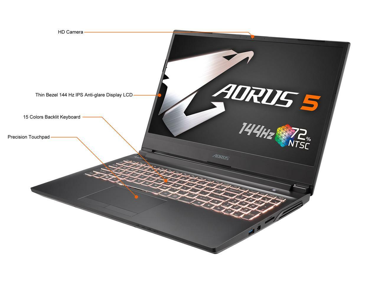 Aorus 5 SB-7US1130SH 15.6″ 144 Hz IPS Intel Core i7 10th Gen 10750H (2.60 GHz) N