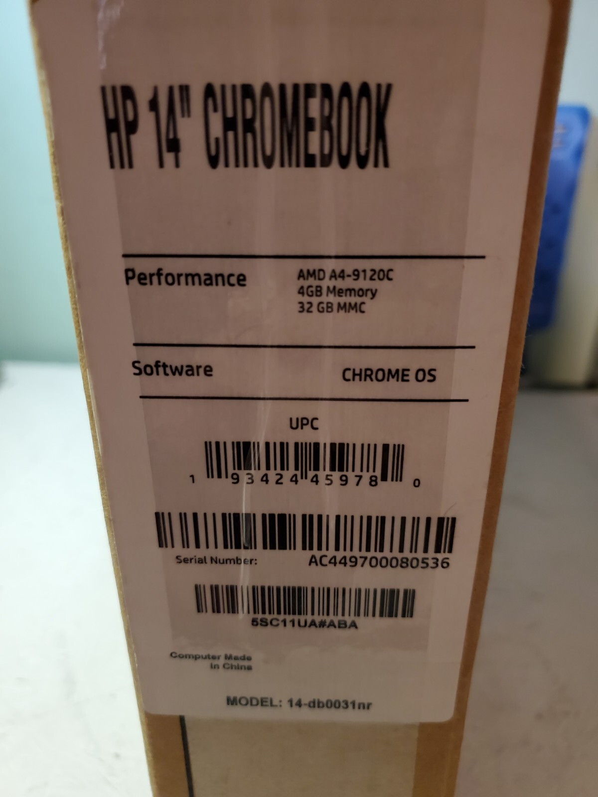 HP 14-db0031nr 14″ (32GB, AMD A4 Dual-Core, 2.20GHz, 4GB) Chromebook Factory New