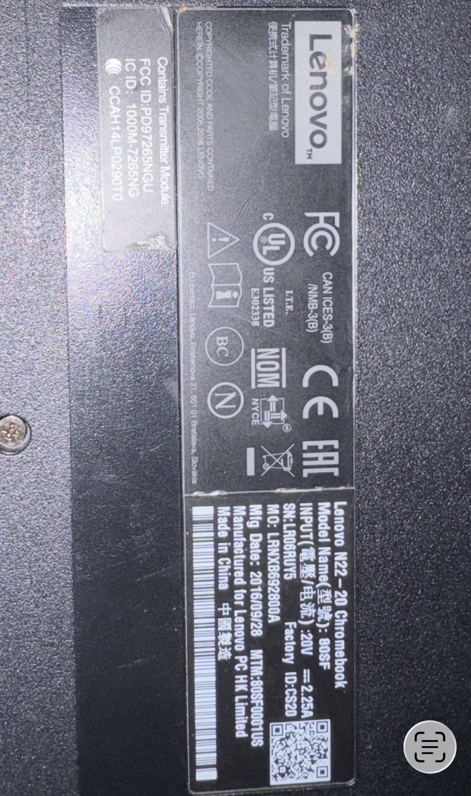 Lenovo N22-20 Chromebook With Charger “power Washed” Back To Factory Settings