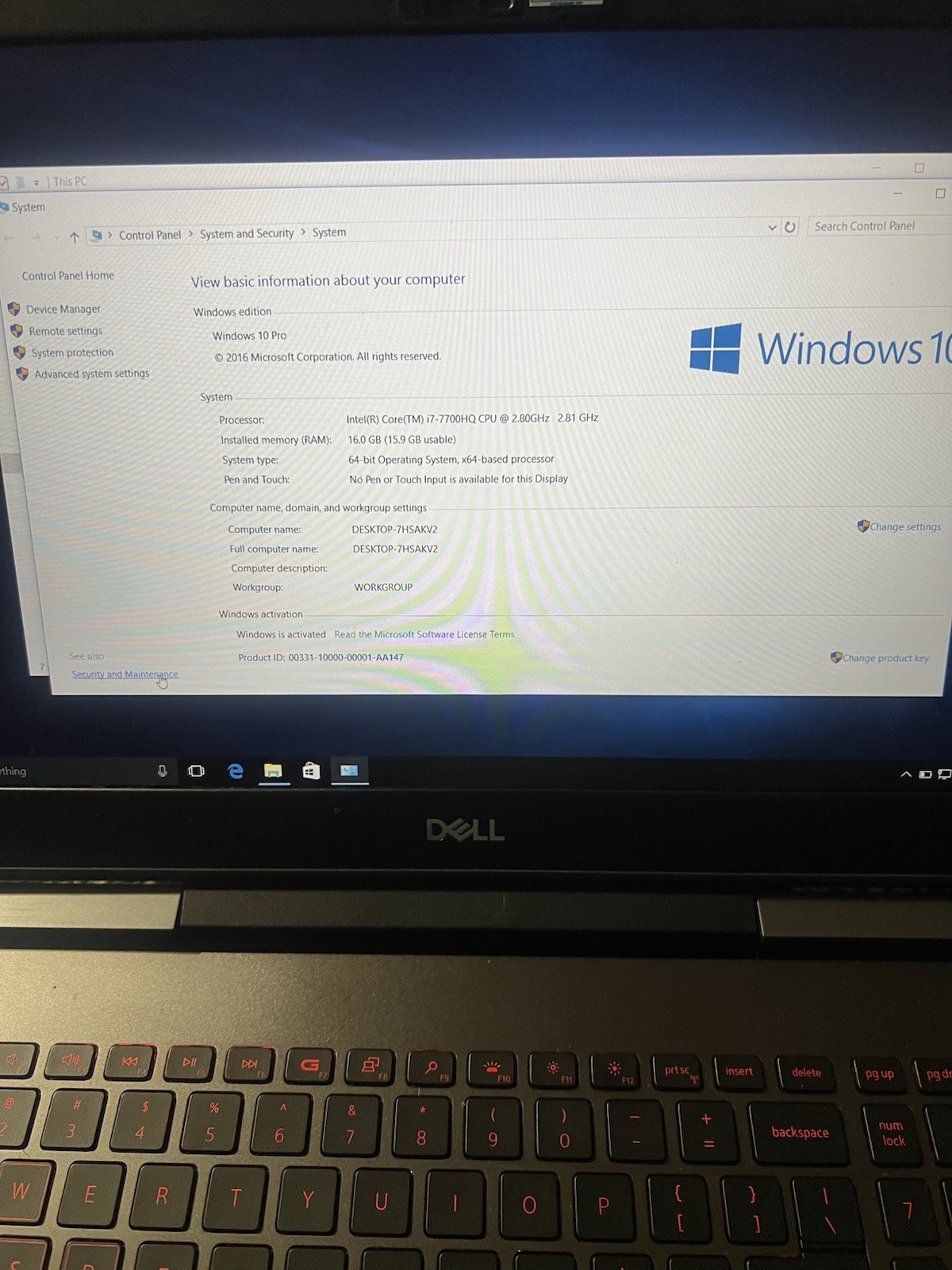 Dell Inspiron 15 7577 Gaming Laptop i7-7700HQ 512GB SSD 16GB GTX Win10