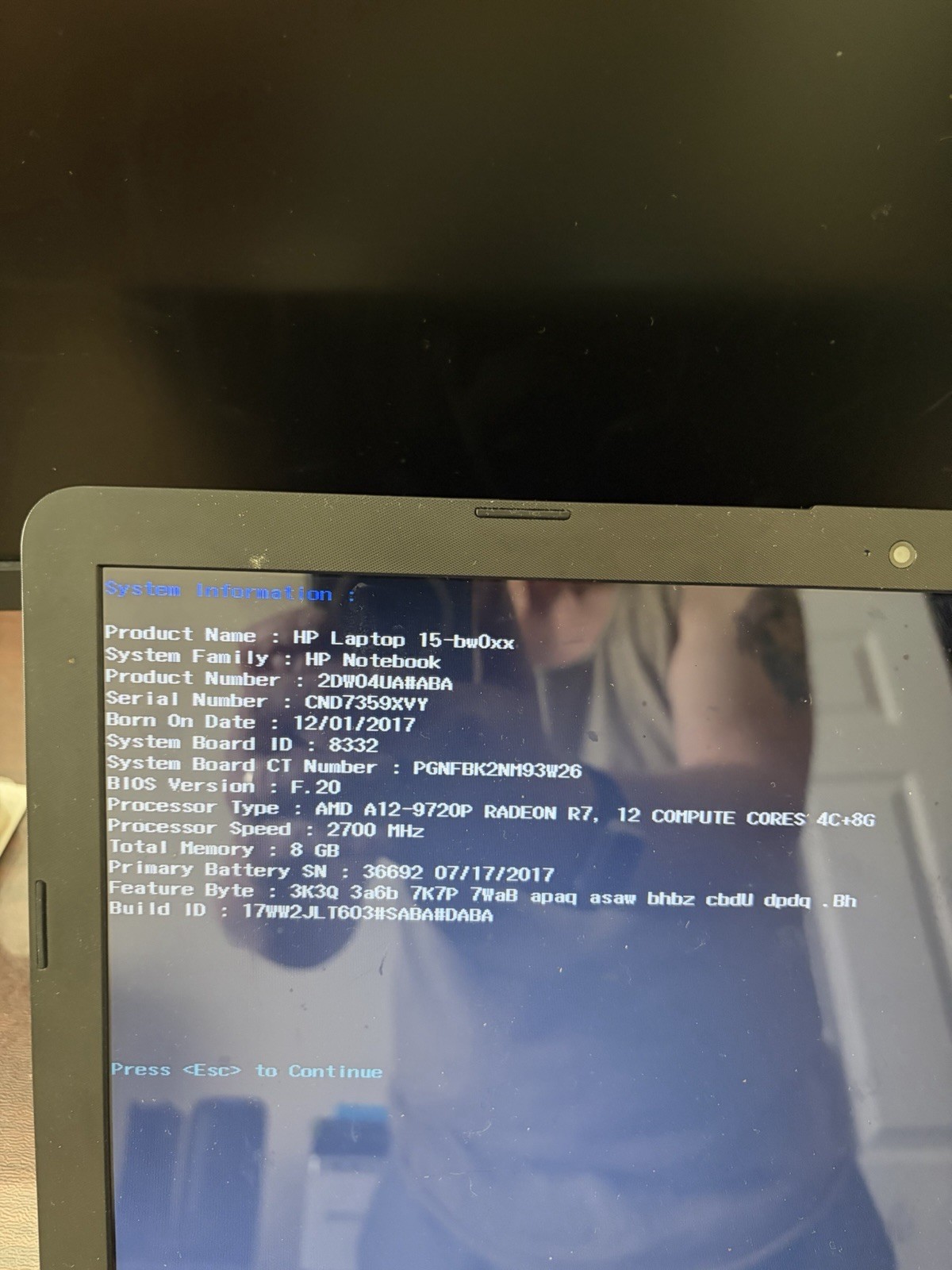 HP 15-bw0xx 15.6in Laptop AMD A12-9720P 8GB 1TB HDD Touch Win10 Gray AC