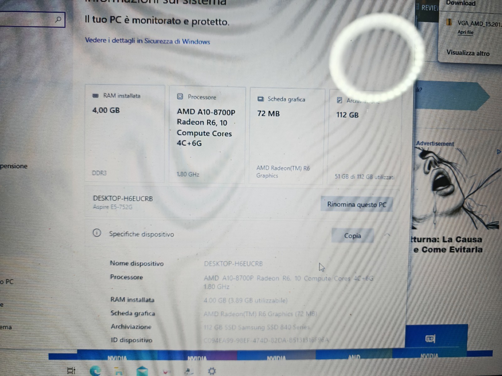 ACER E5-752 E5-722 MOTHERBOARD AMD A10-8700P R8 M365DX 2GB 448.04Y02.0031 #