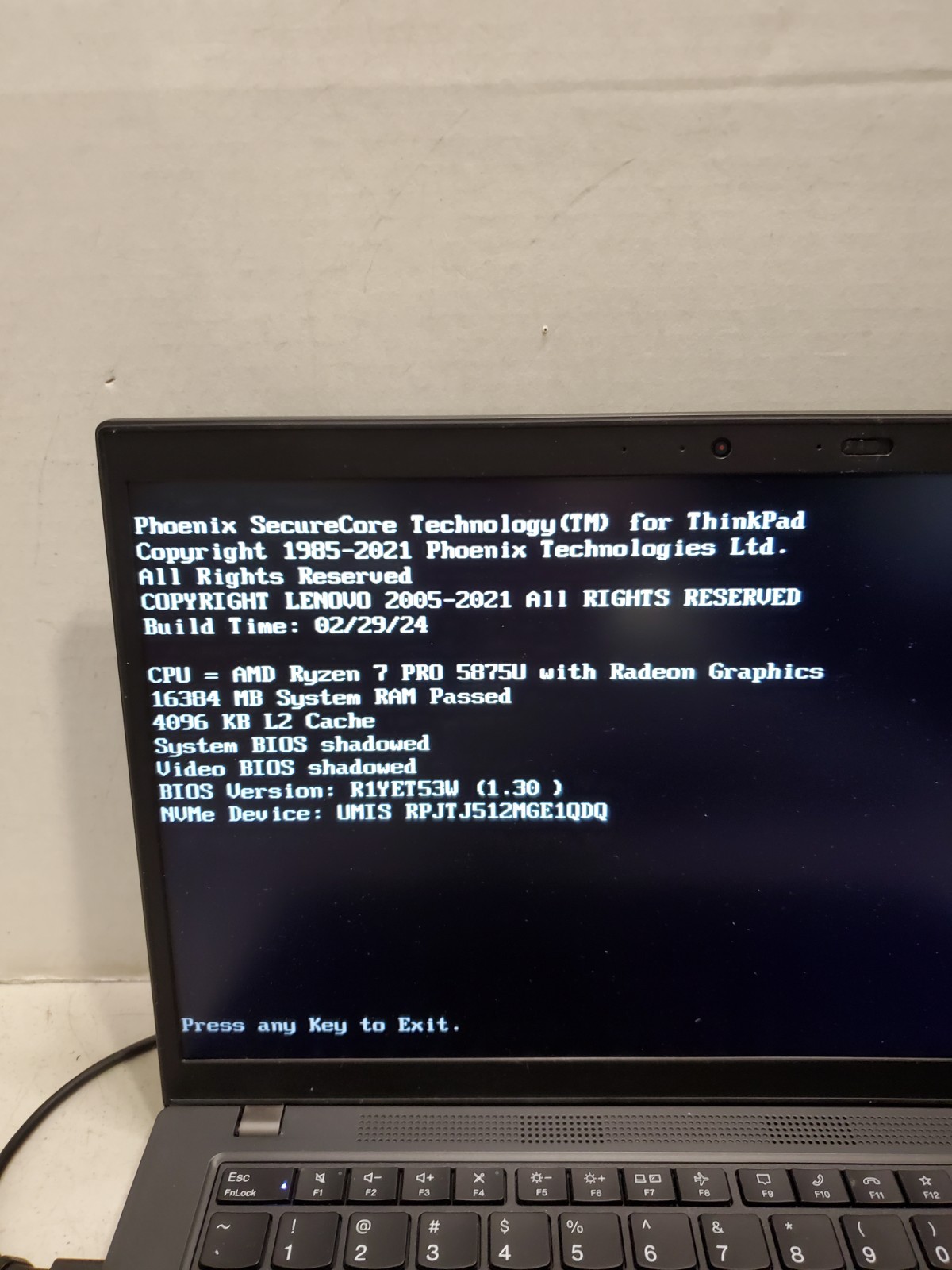 Lenovo ThinkPad L14 Gen 3 AMD Ryzen 7 5875U 16GB RAM No HDD/SSD/OS! BIOS PW #69