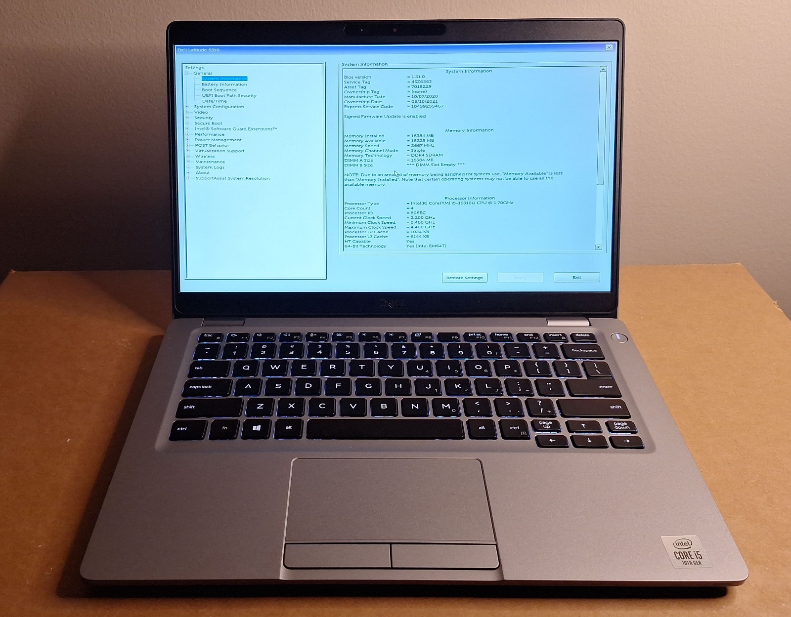 Dell Latitude 5410 i5-10310U 1.70GHz 16GB 256GB Gray W11H W/AC