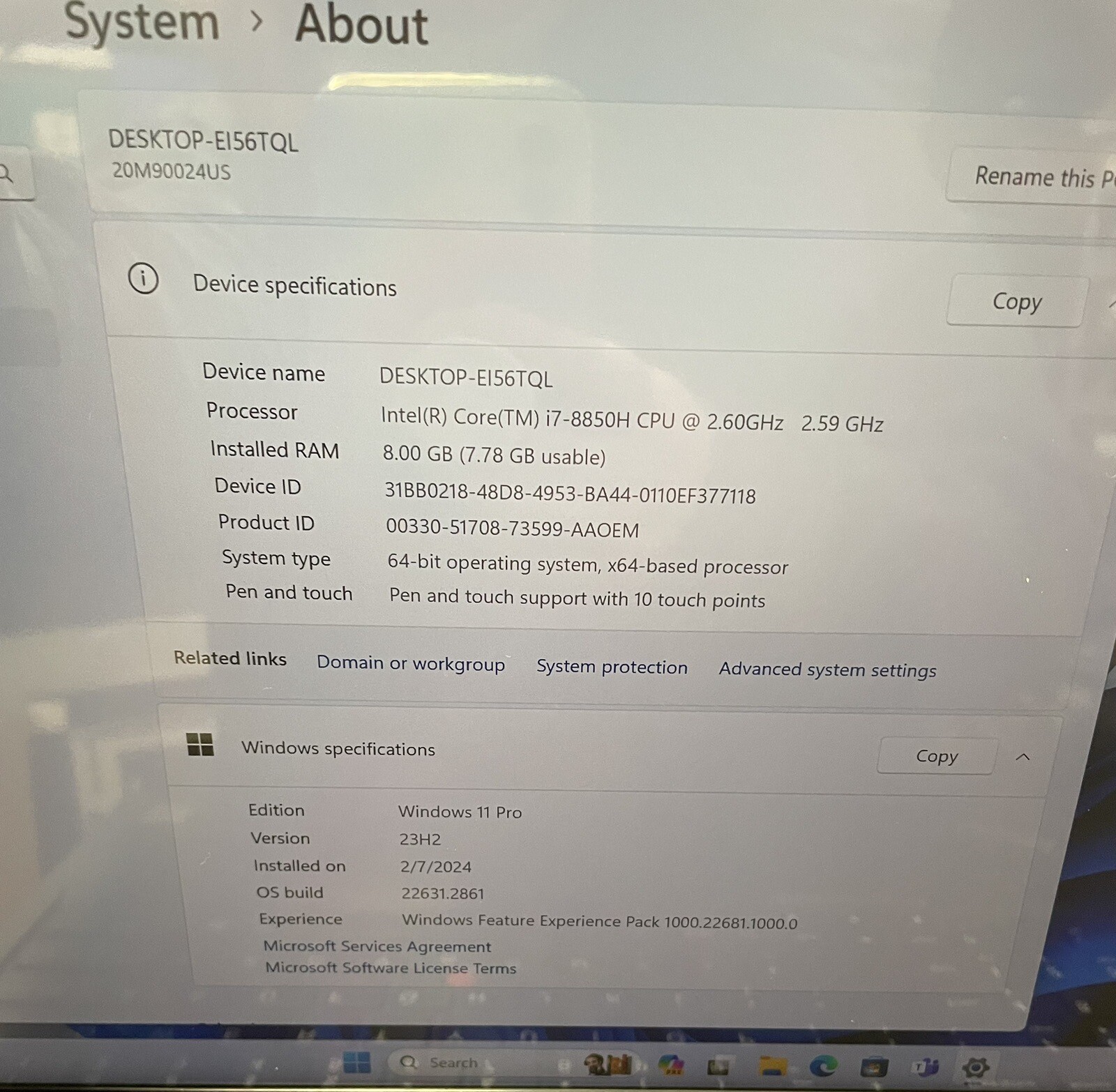 Lenovo ThinkPad P52 15.6″(512GB SSD, Intel Core i7-8750H, 2.60GHz, 8GB) Laptop