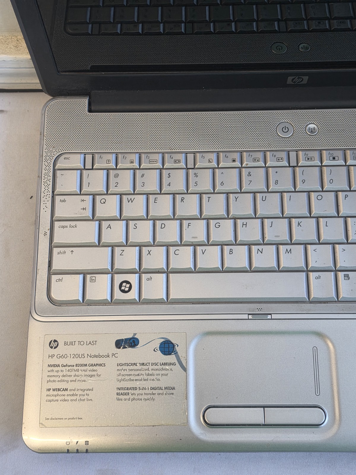 HP Notebook G60-120US Laptop – AMD Turion RM-70 – 3GB RAM NO BATT – Parts – READ