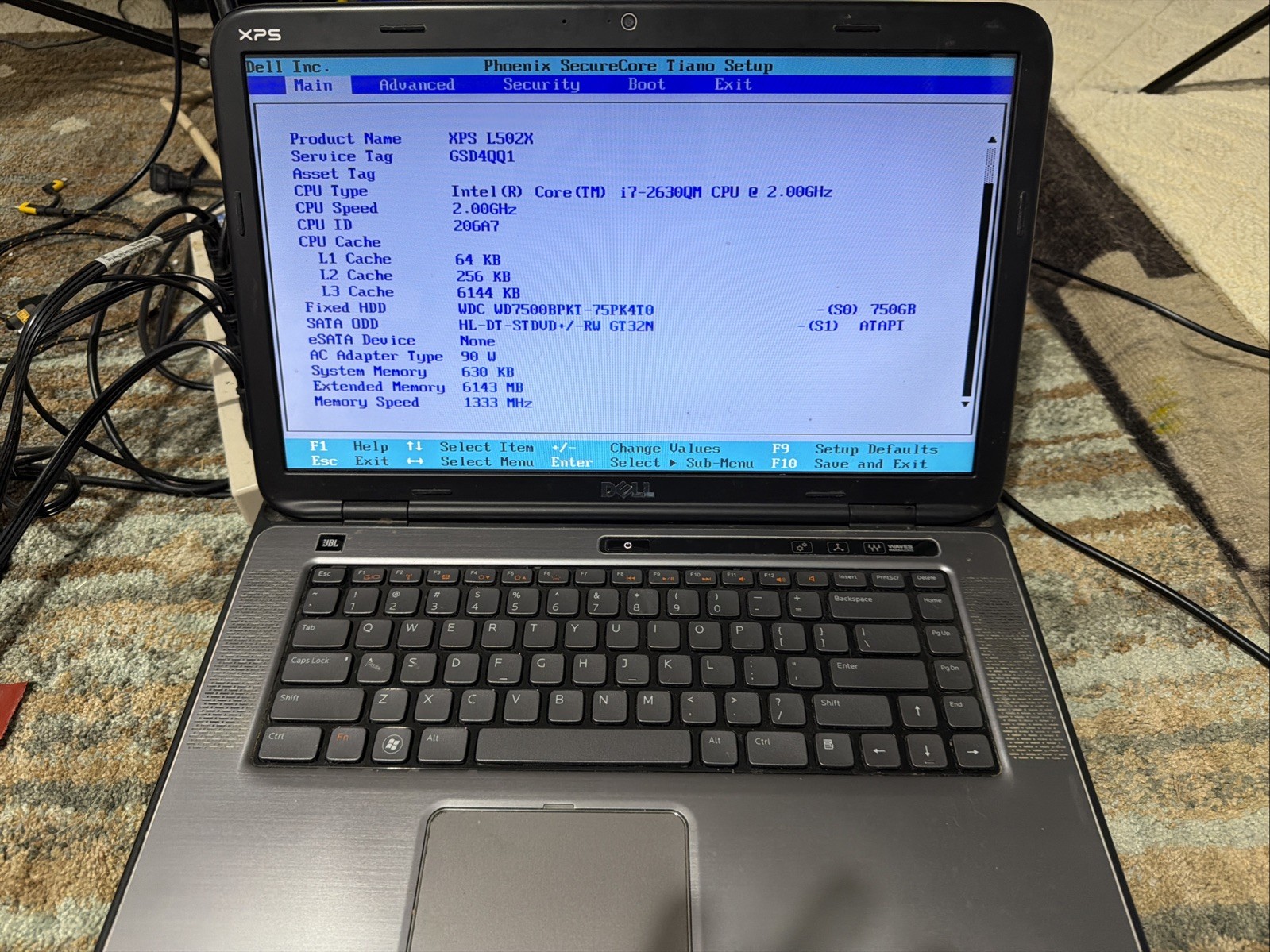 Dell XPS L502X 15.6” Laptop i7-2630QM @ 2.00GH, 750GB HD, See Pics For Info
