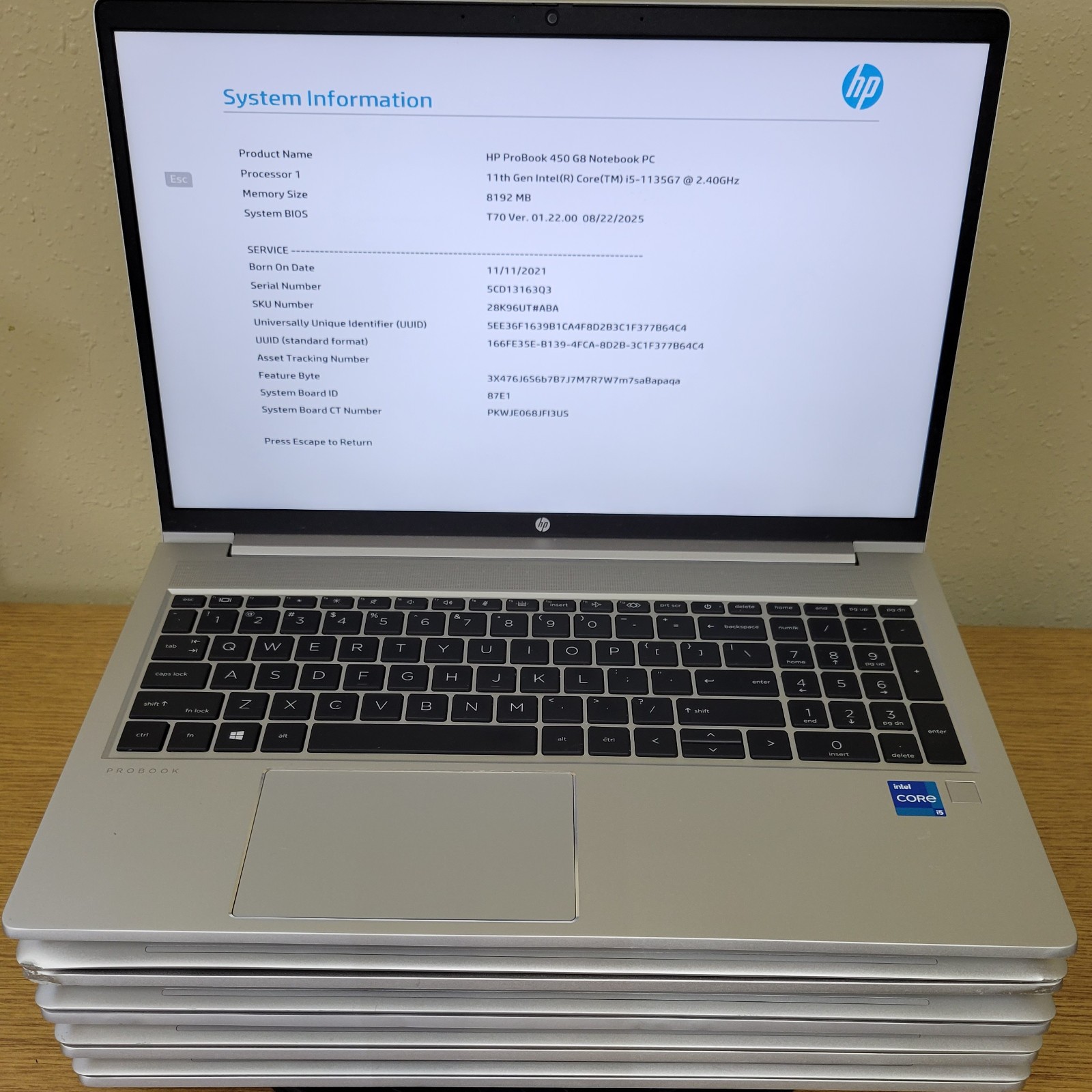 (Lot of 5)HP ProBook 450 G8 i5-1135G7 2.40GHz 8/16GB No OS/SSD **BIOS LOCKED**